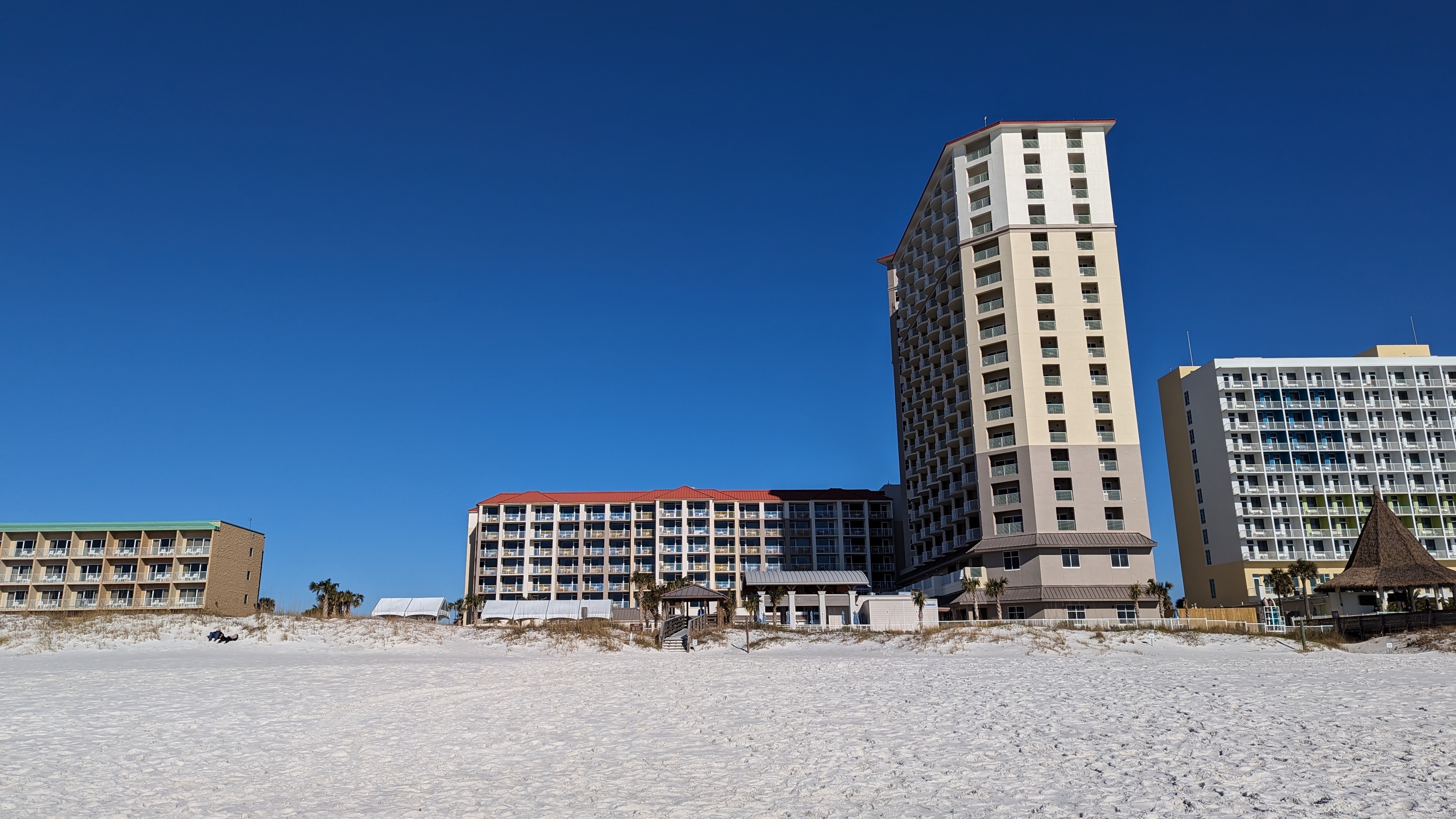 Hilton Pensacola Beach amenities beach hotel view