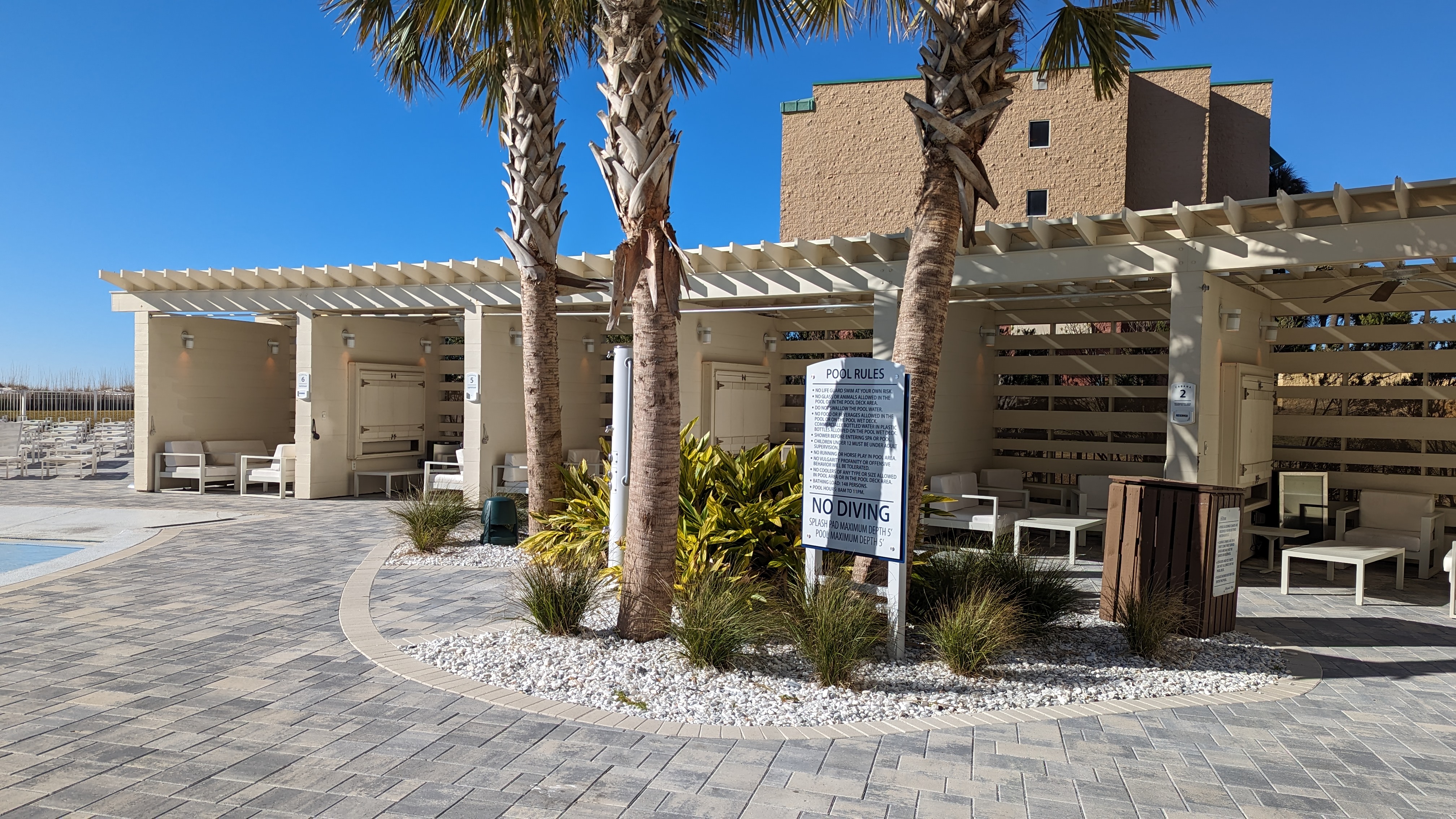 Hilton Pensacola Beach amenities pool cabanas
