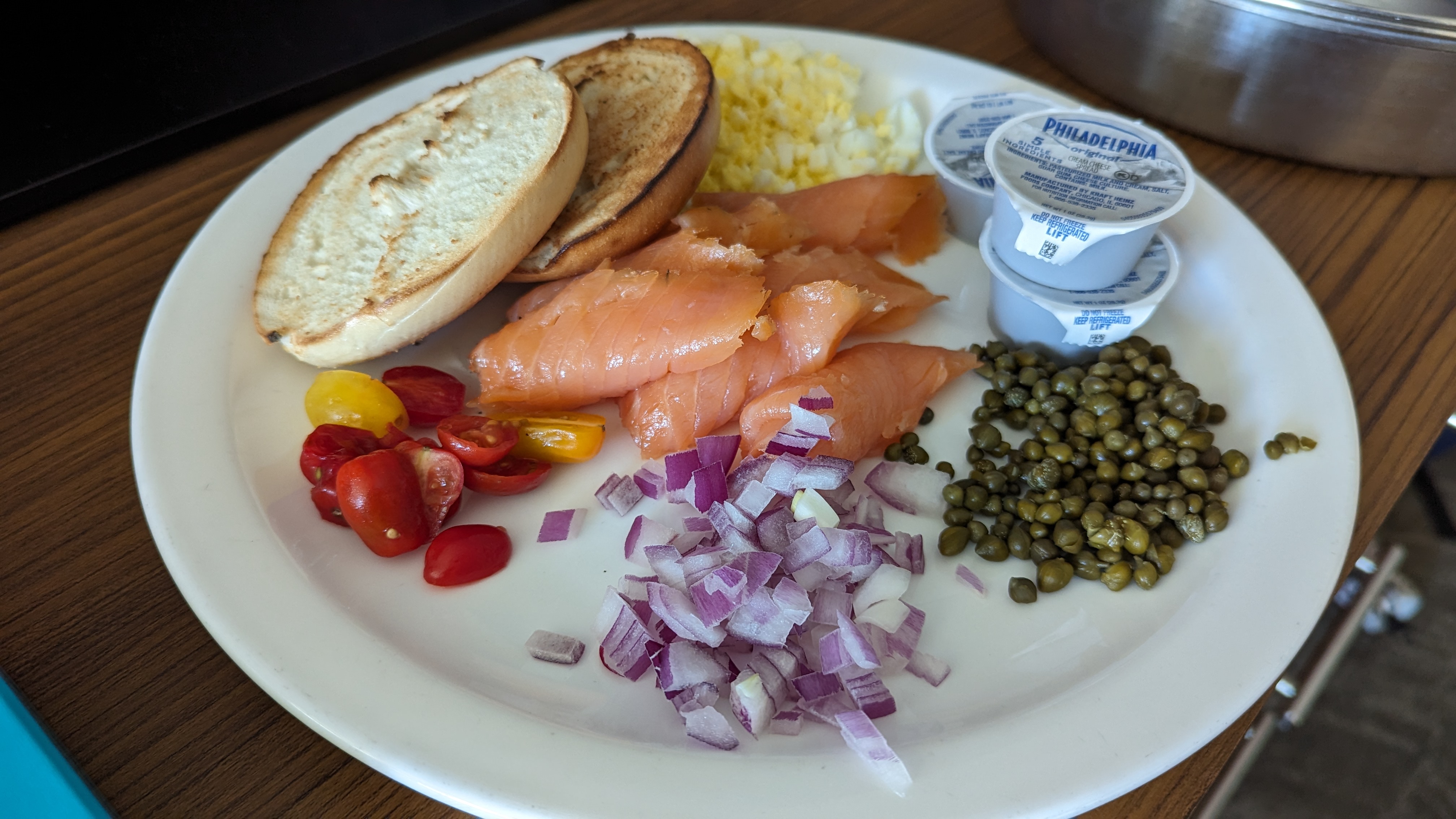 Hilton Pensacola Beach food and beverage room service salmon bagel