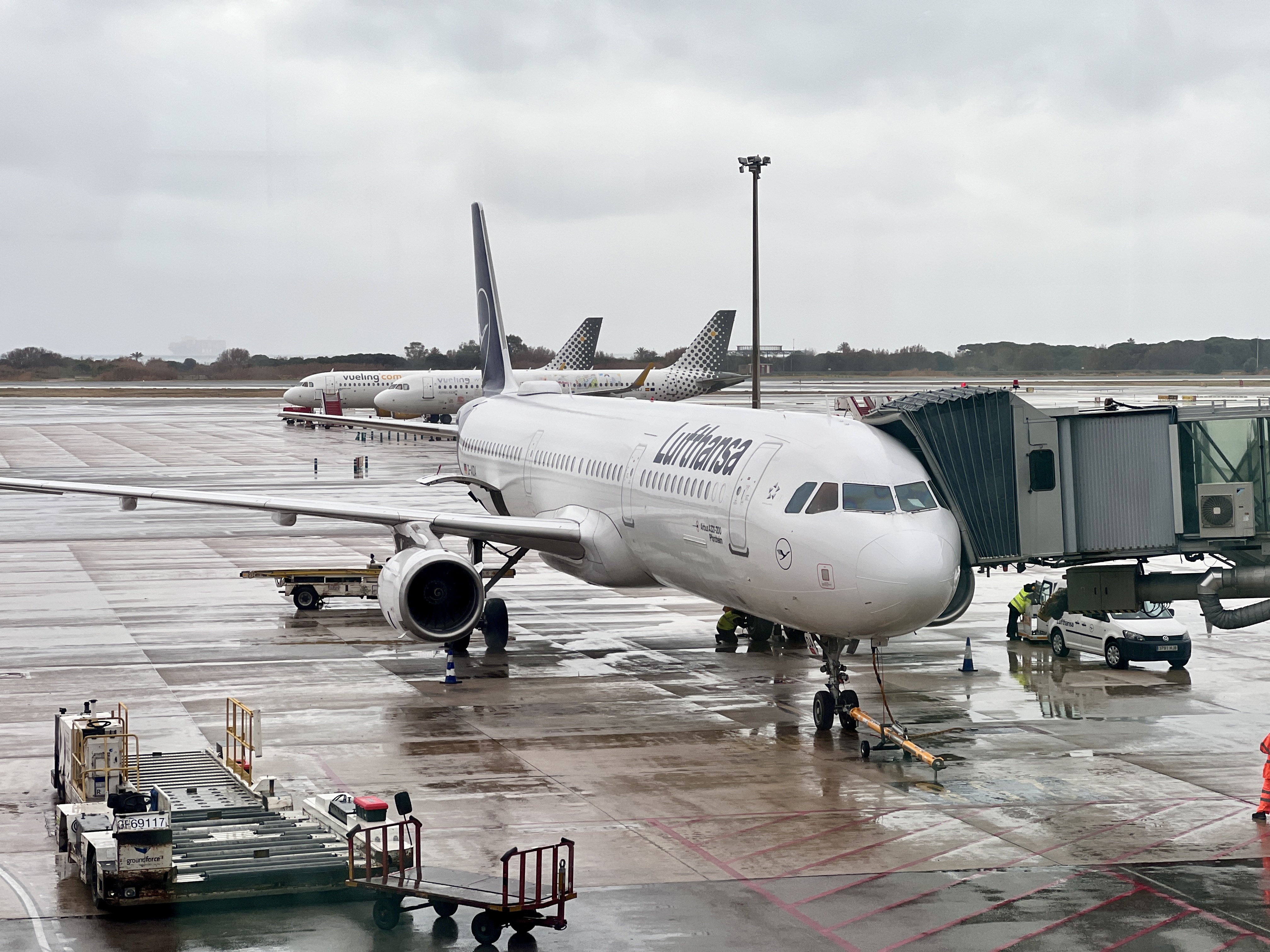 Lufthansa plane at gate BCN