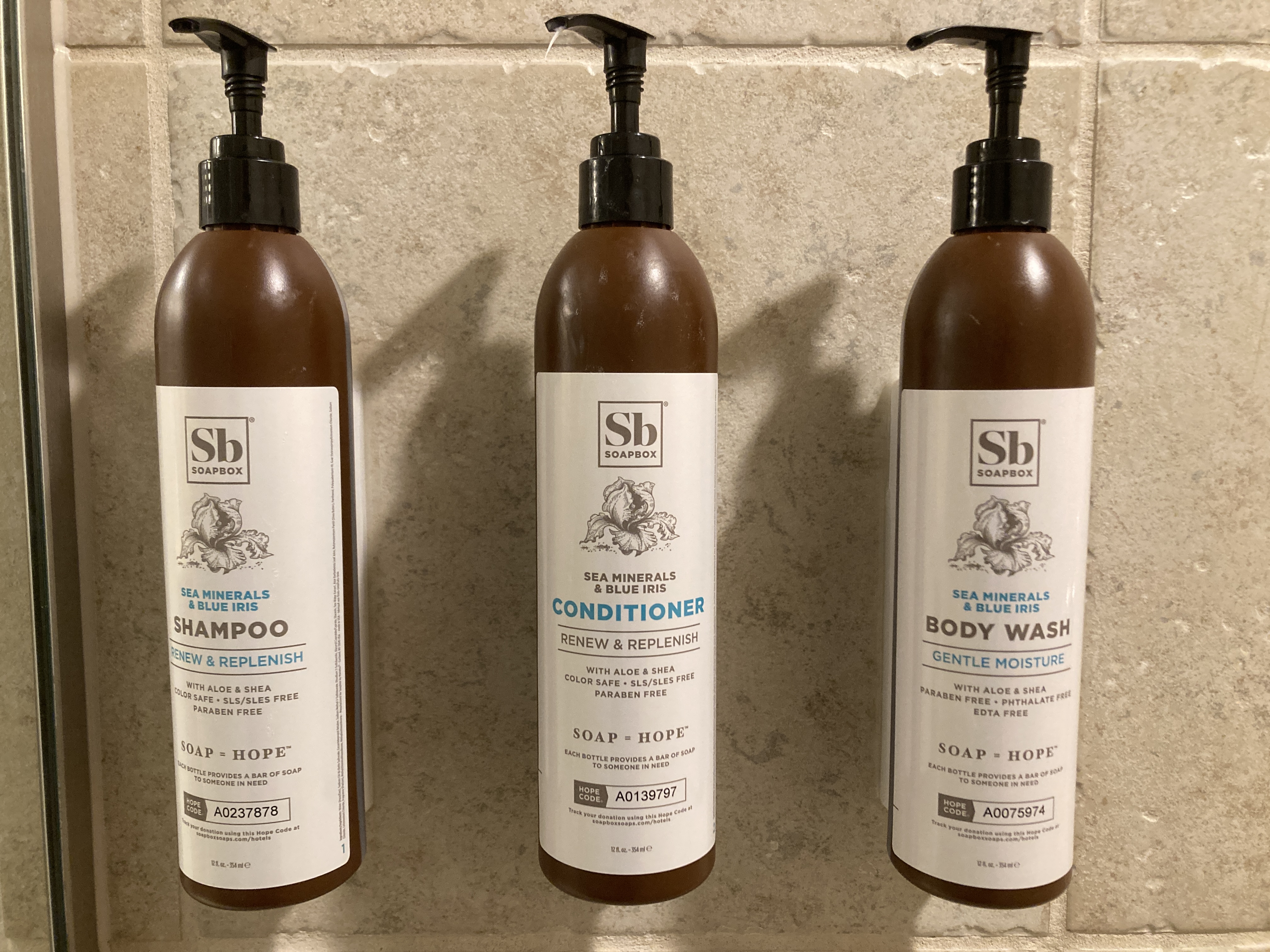 Marriotts Grand Chateau Las Vegas 2BR Villa master bathroom pump bottles in shower