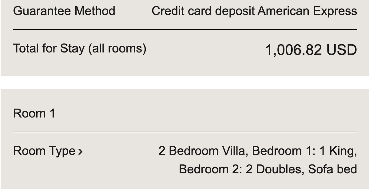 Marriotts Grand Chateau Las Vegas booking confirmation
