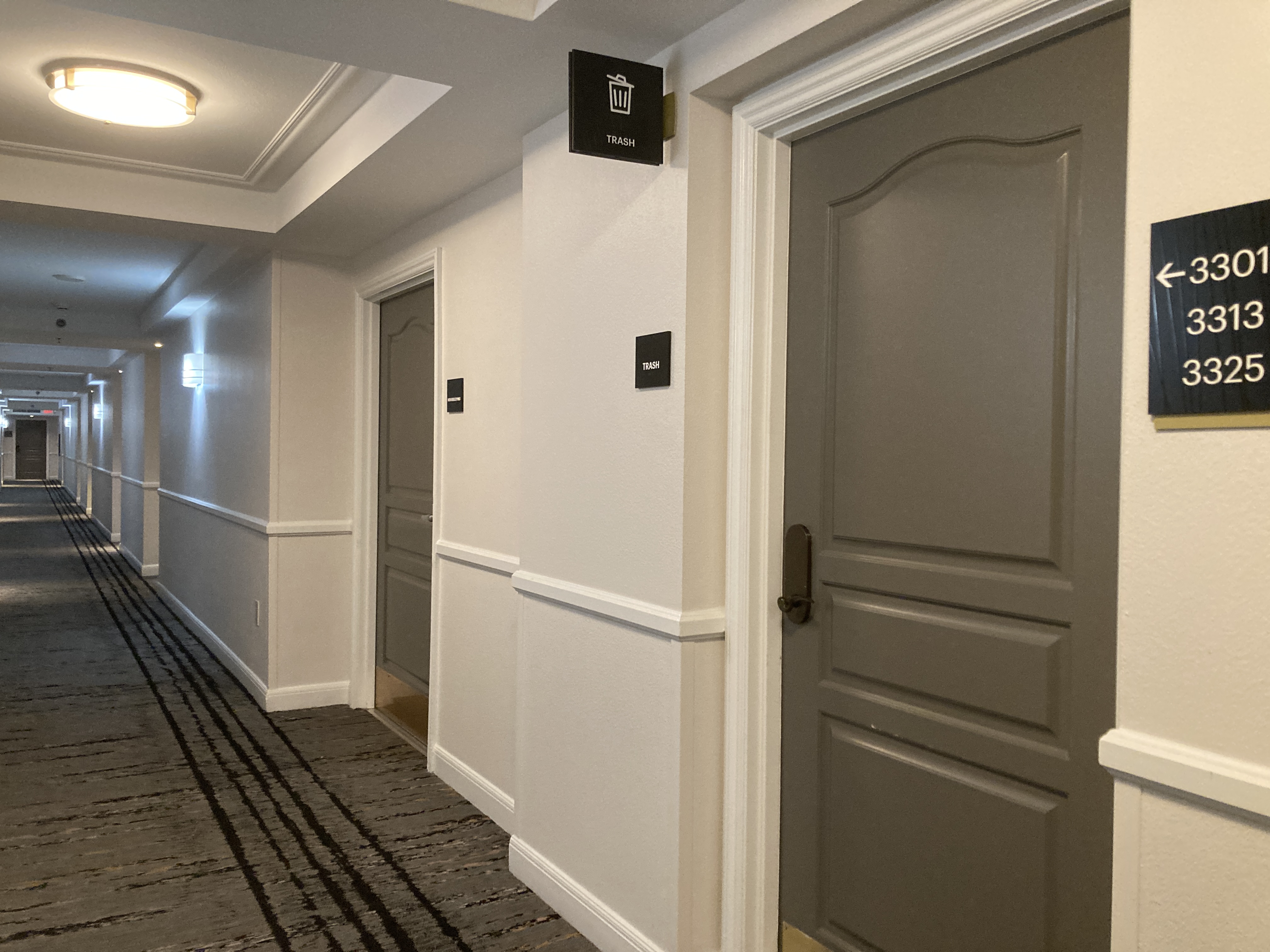 Marriotts Grand Chateau Las Vegas guest floor hallway trash room