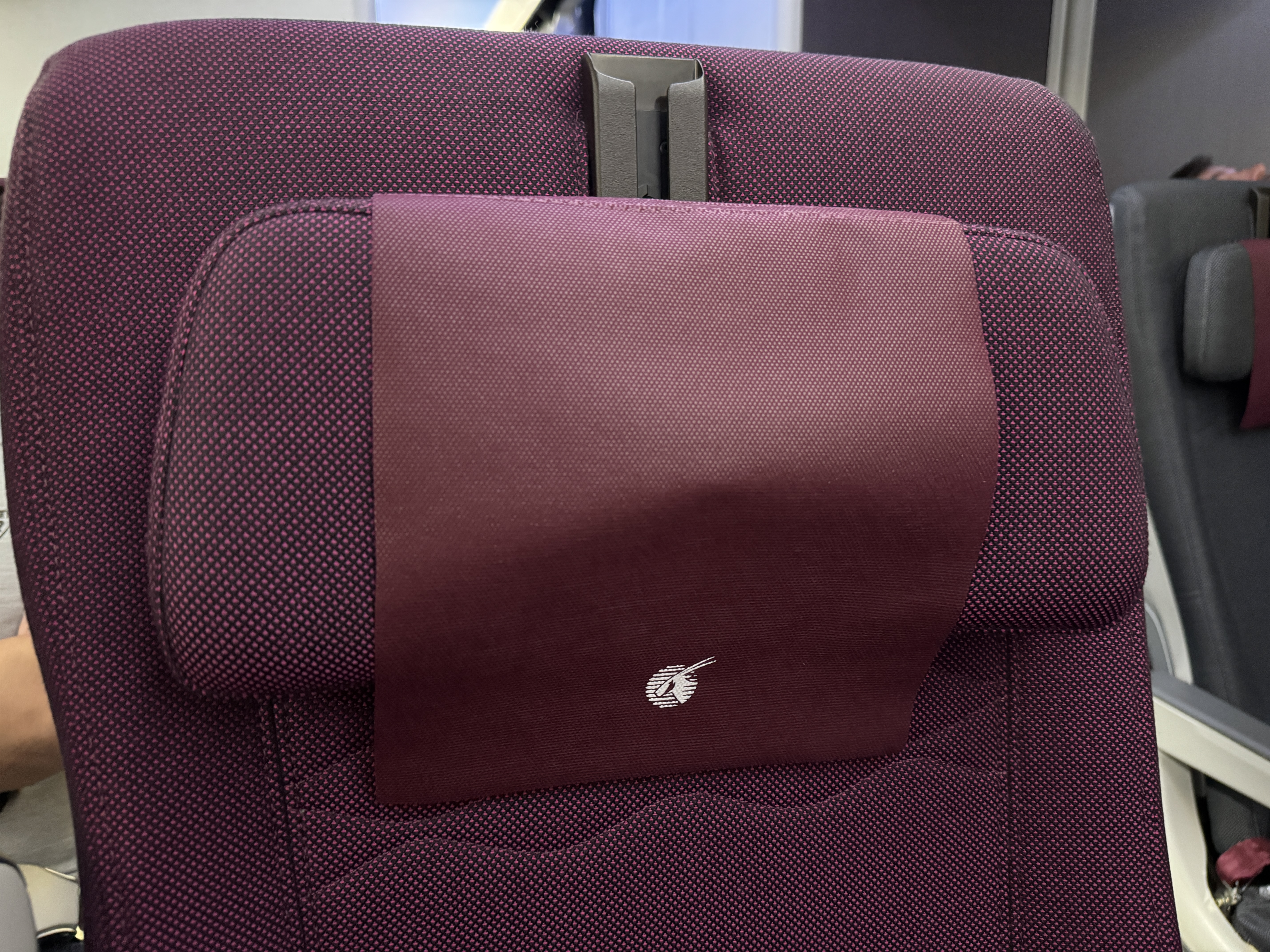 Qatar Airways economy WAW DOH 787 headrest Qatar Airways economy WAW DOH 787 headrest