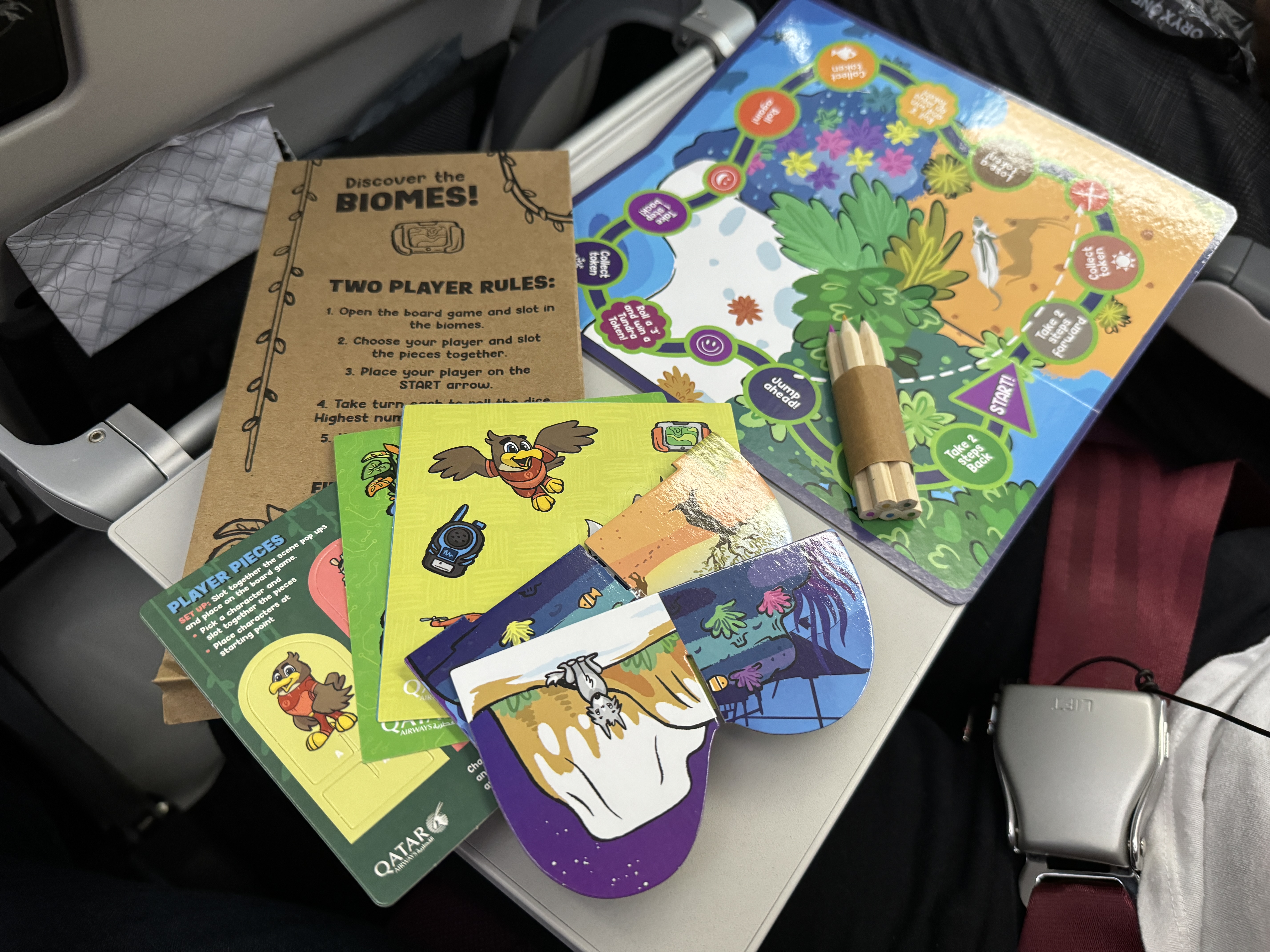 Qatar Airways economy WAW DOH 787 kids kit game Qatar Airways economy WAW DOH 787 kids kit game