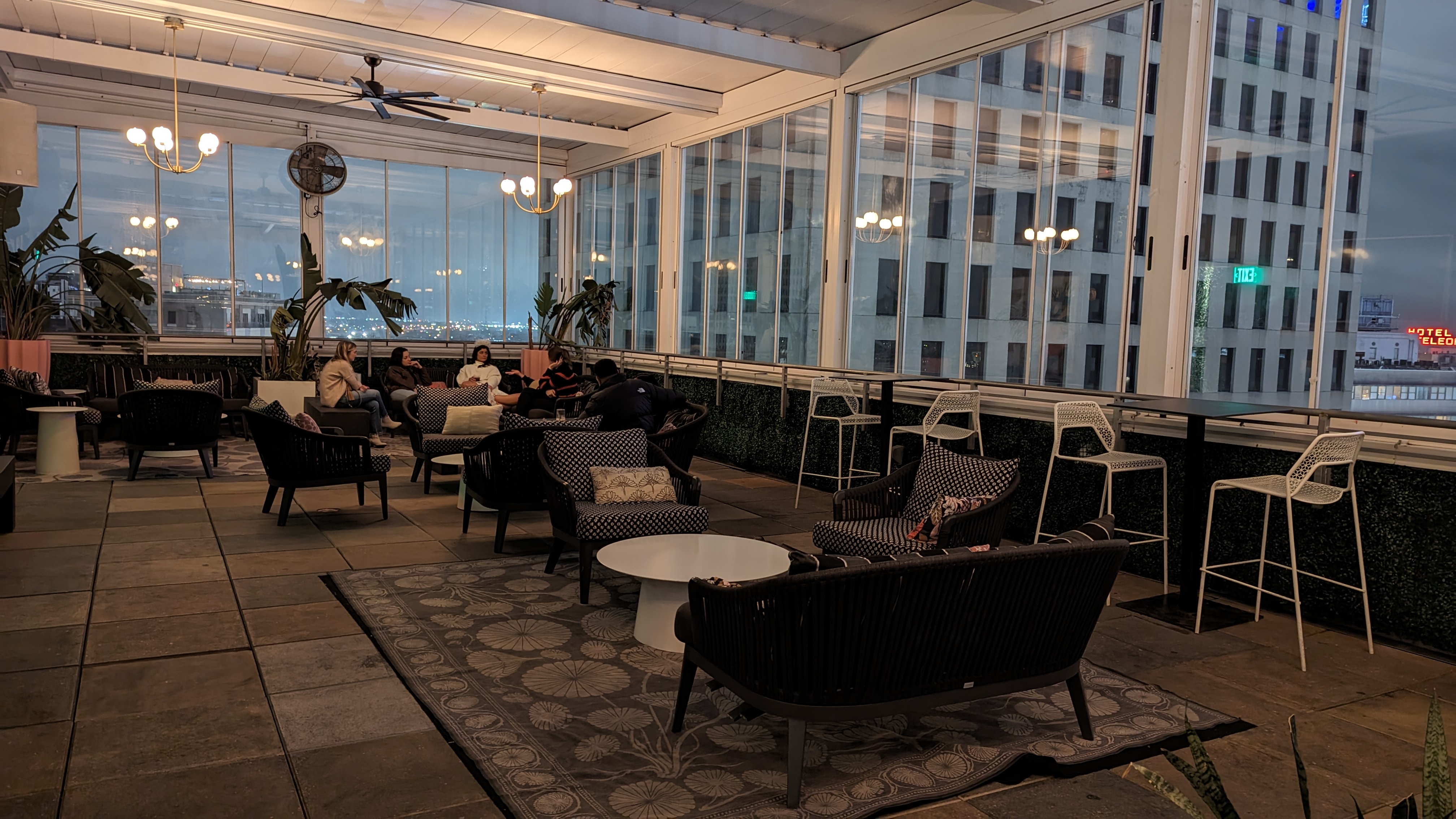 The Troubadour Hotel New Orleans food and beverage Ingenue rooftop bar seating