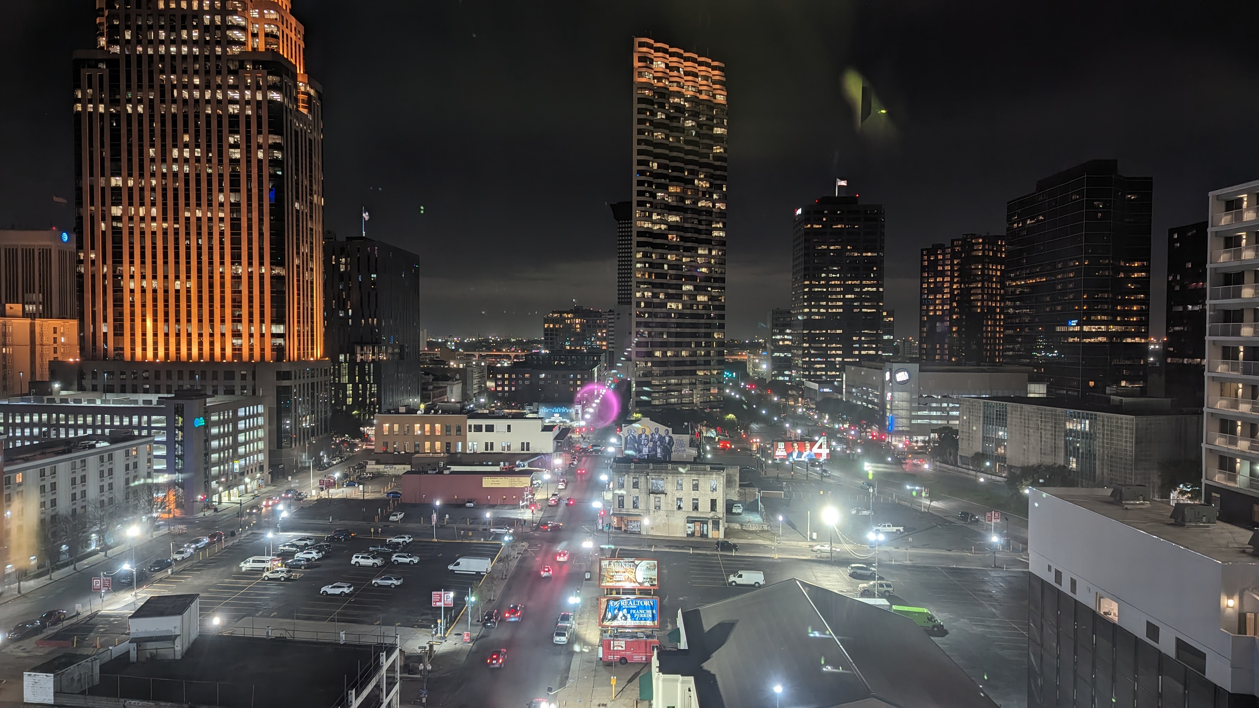 The Troubadour Hotel New Orleans guestroom view at night