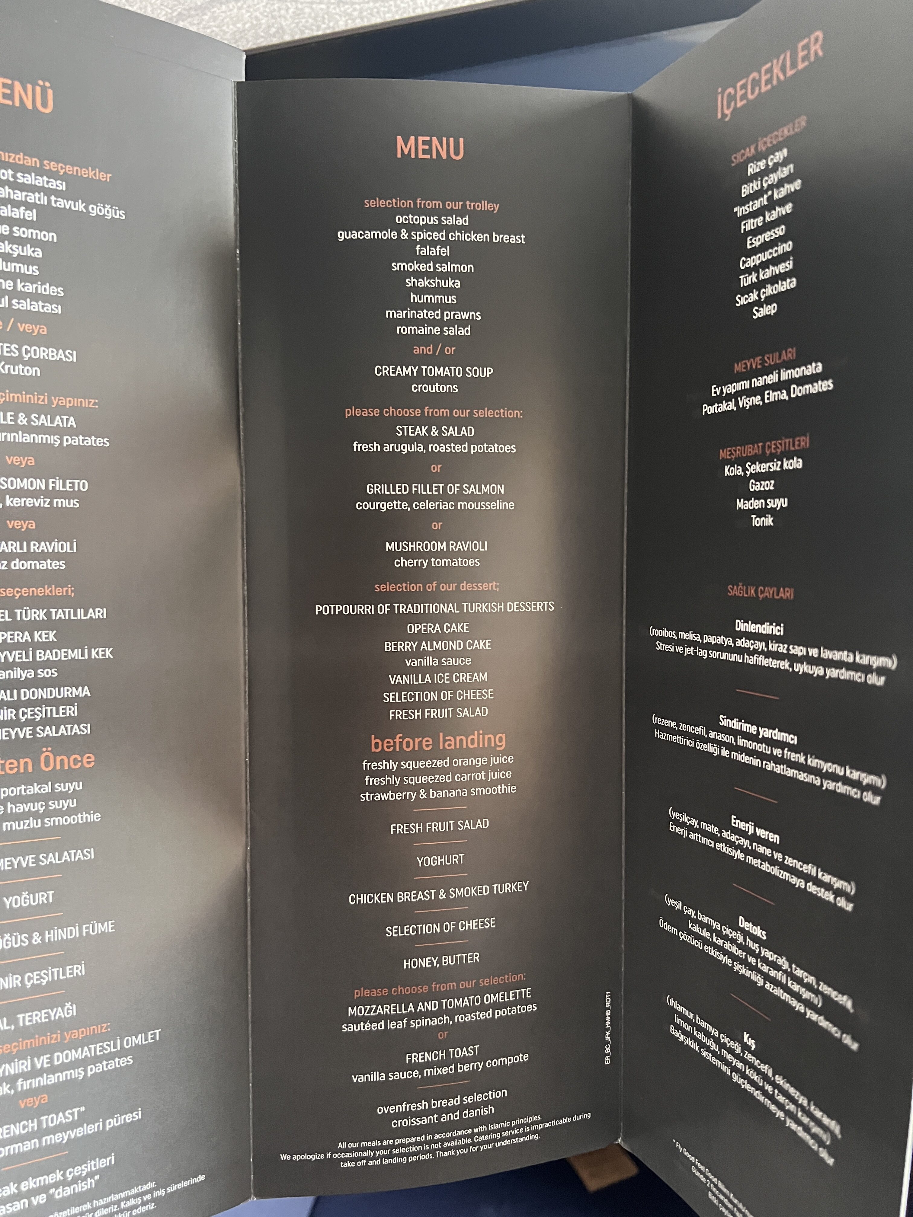 Turkish J 2024 A350 Menu Turkish J 2024 A350 Menu