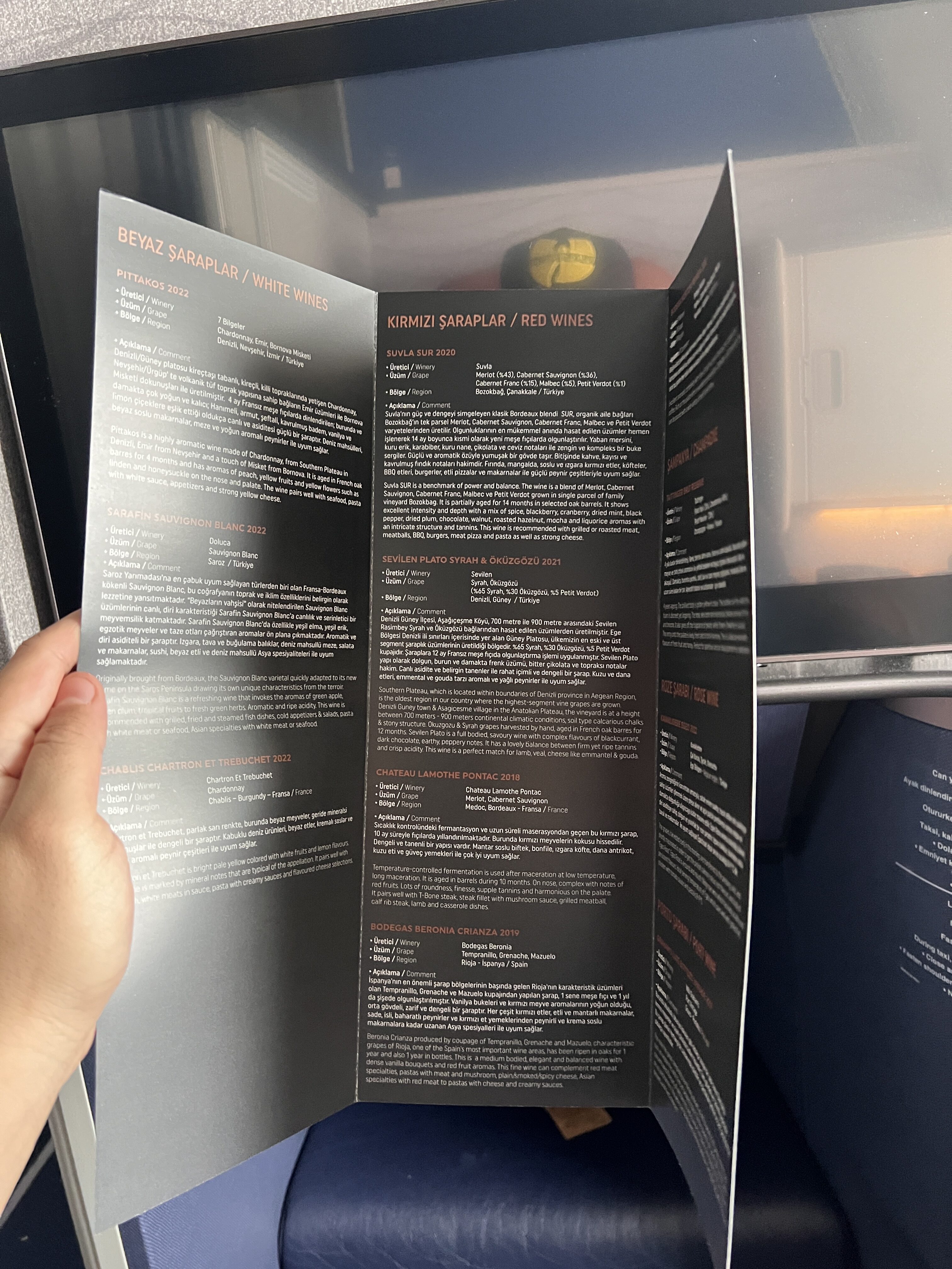 Turkish J 2024 A350 wine selection Turkish J 2024 A350 wine selection