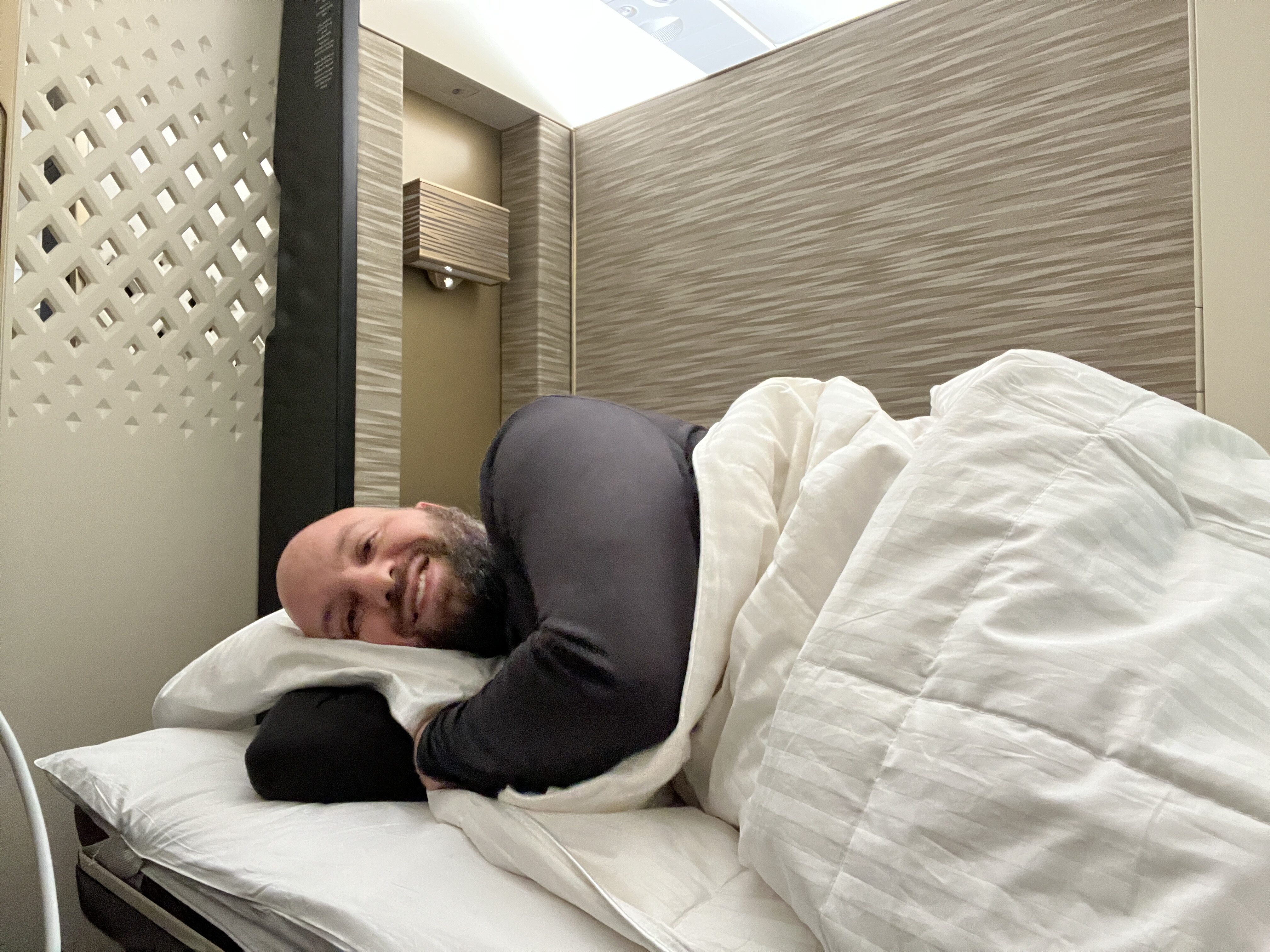 Etihad A380 First Class Apartment Bed Laying Down Etihad A380 First Class Apartment Bed Laying Down