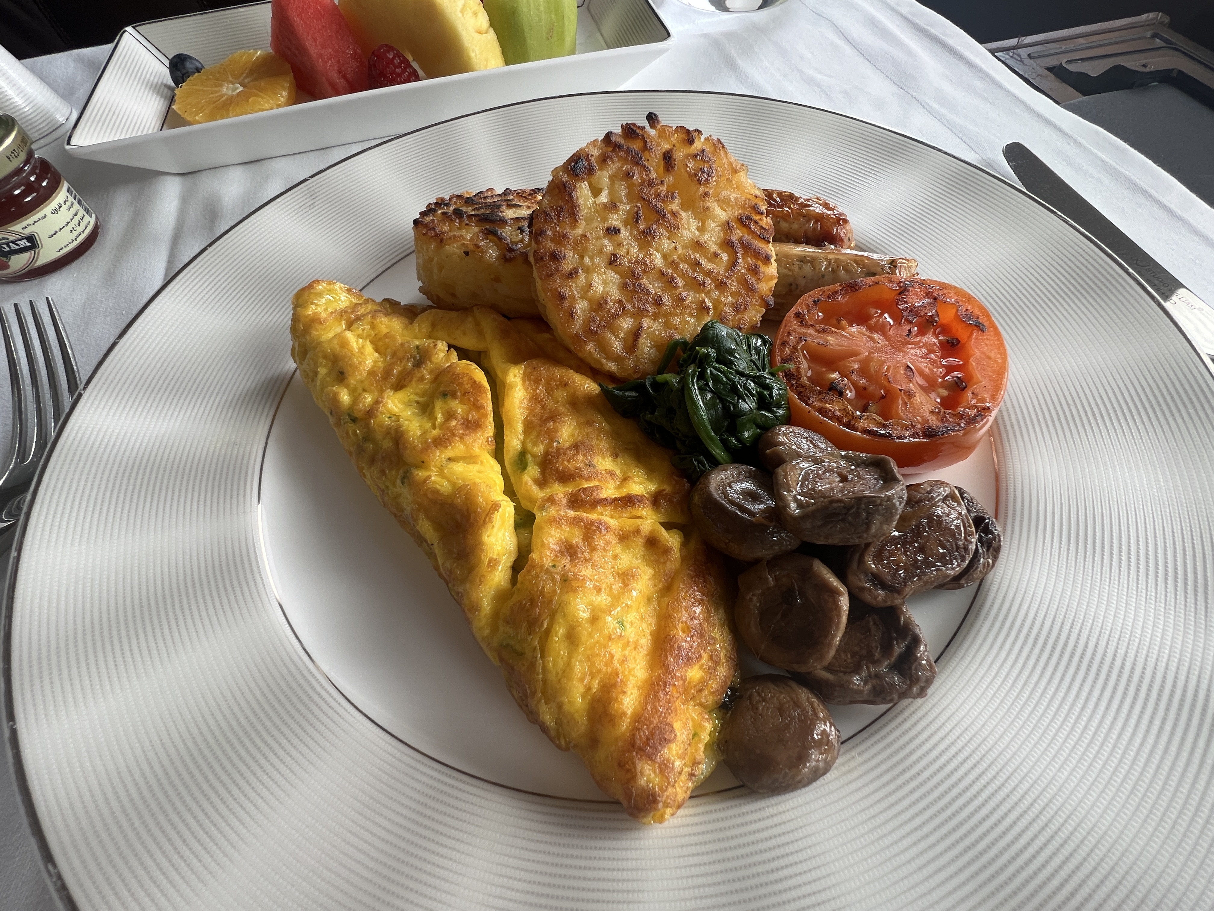 Etihad first class breakfast omelet Etihad first class breakfast omelet