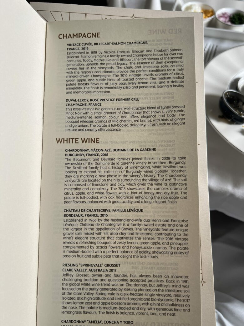 Etihad First Class Apartment Menu Wine List Etihad First Class Apartment Menu Wine List