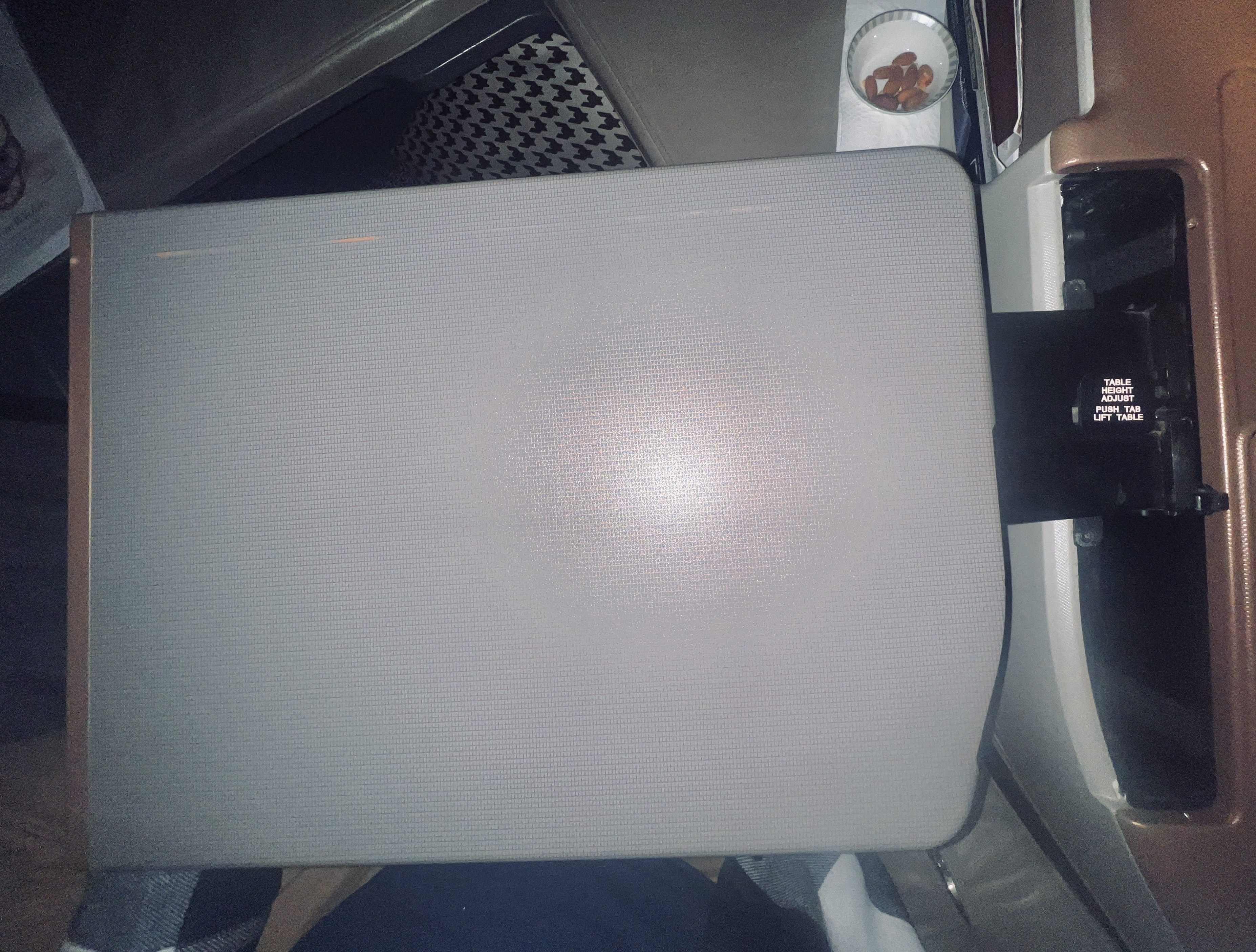 Singapore business 777 tray table empty Singapore business 777 tray table empty