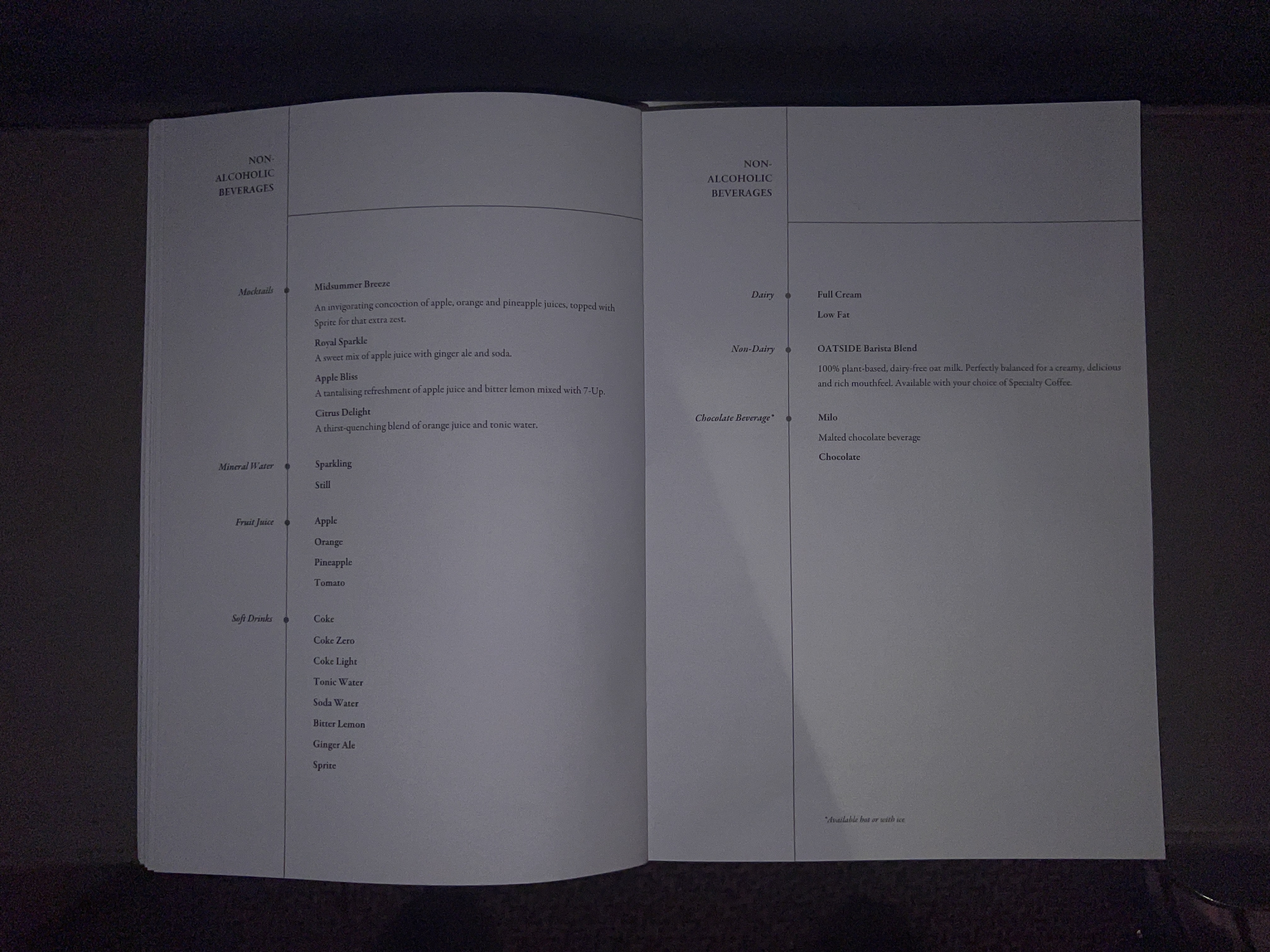 Singapore business 777 non alcoholic drinks menu Singapore business 777 non alcoholic drinks menu