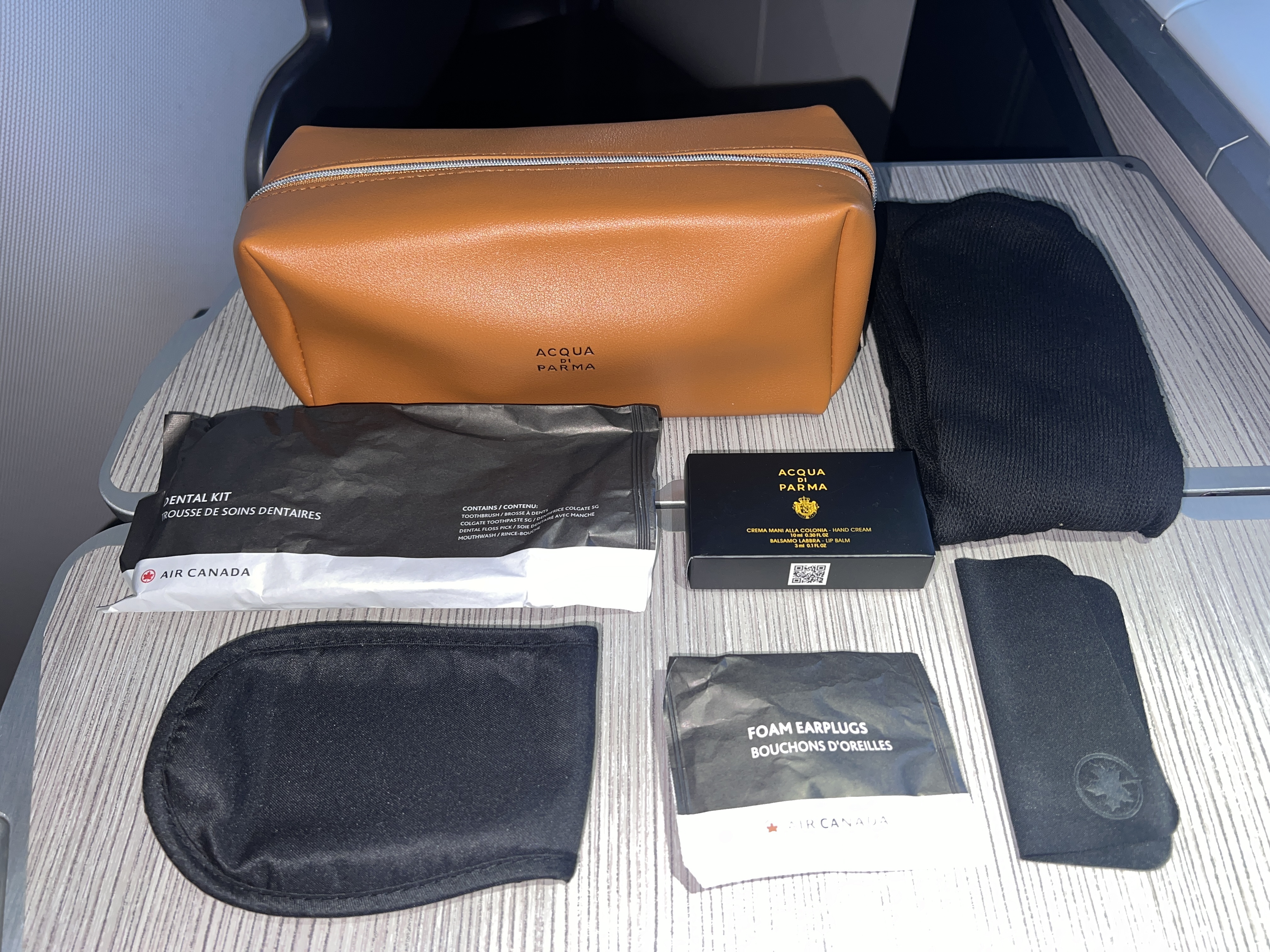 Air Canada business class amenity kit inside Air Canada business class amenity kit inside