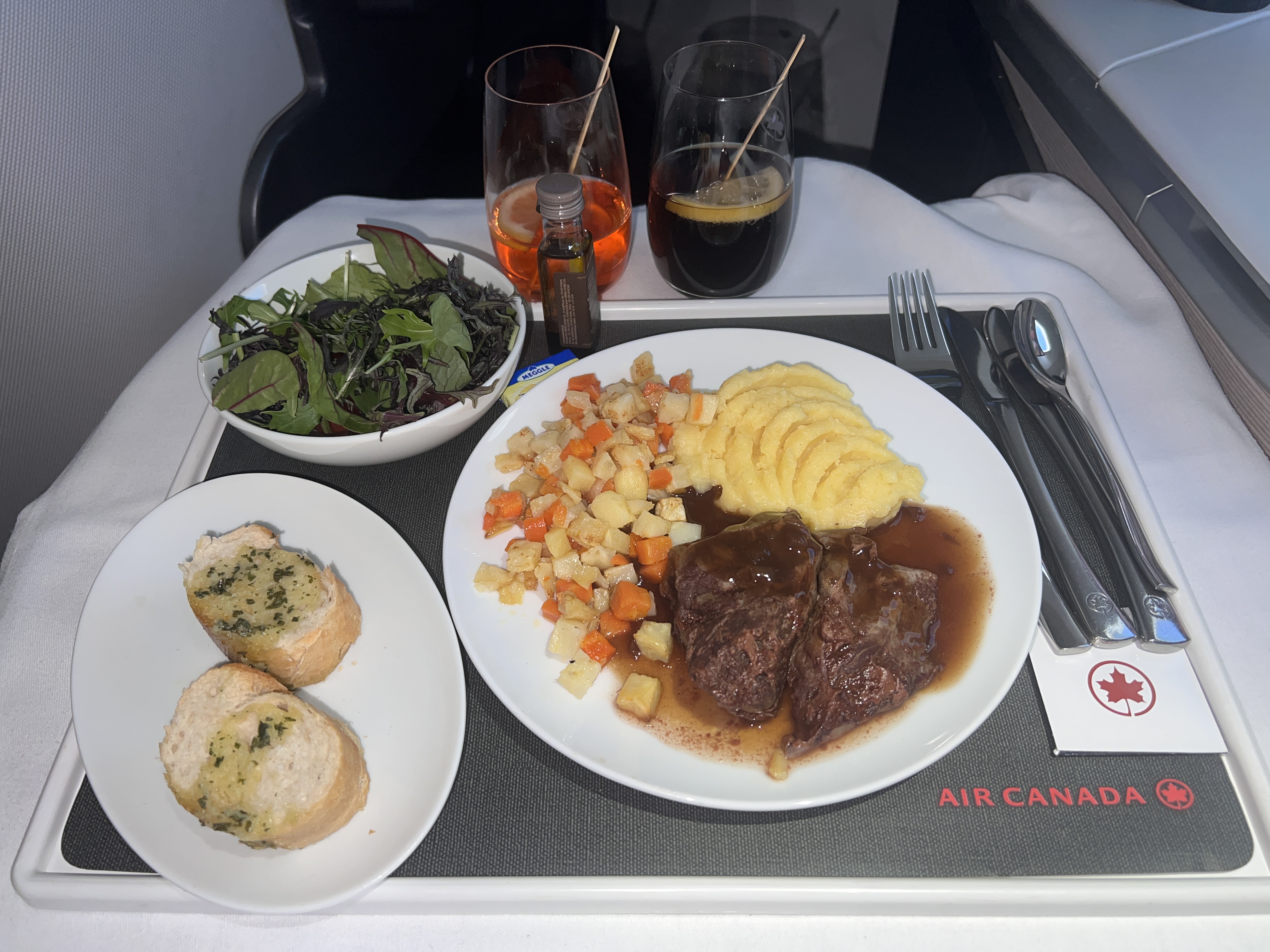 Air Canada business class beef main course Air Canada business class beef main course