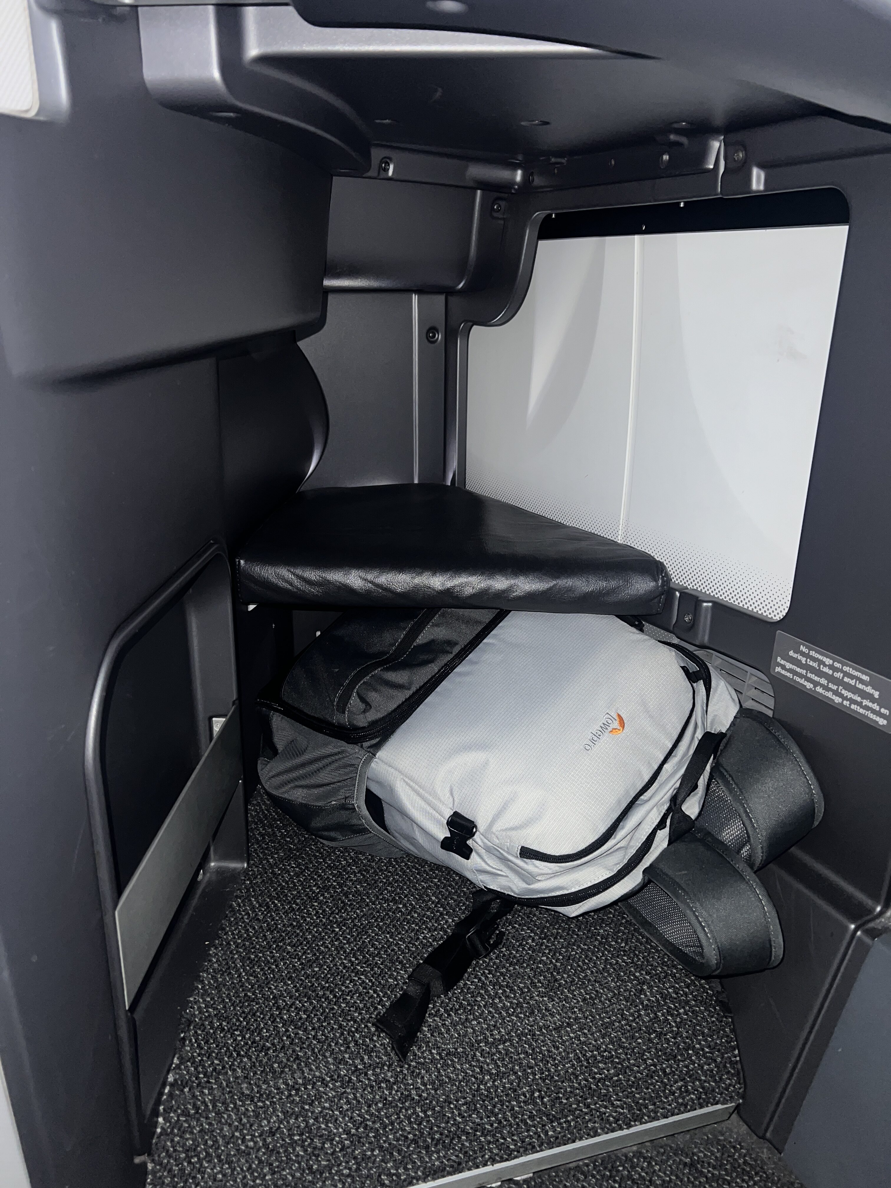 Air Canada business class footwell and storage Air Canada business class footwell and storage