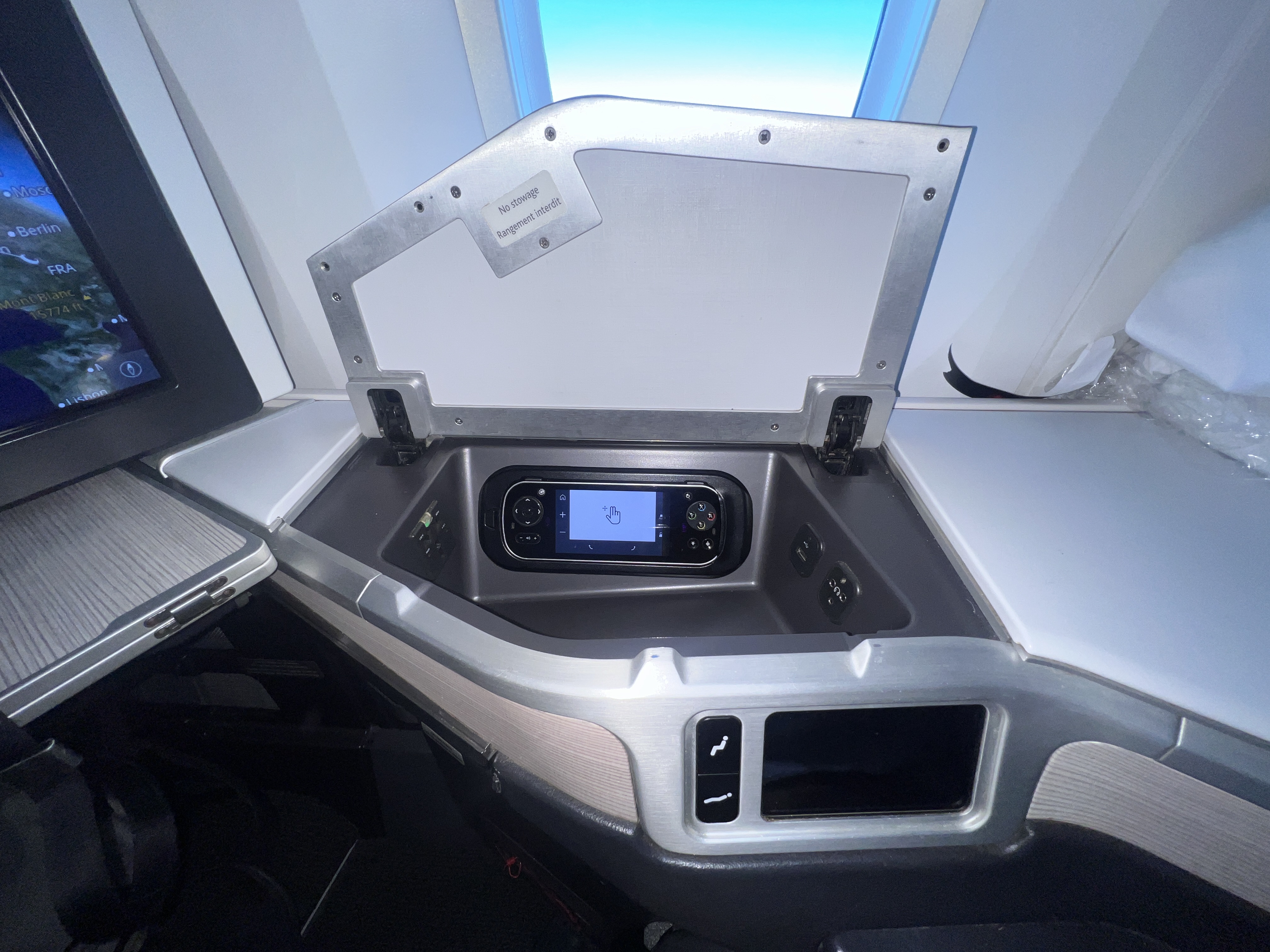 Air Canada business class storage cubby Air Canada business class storage cubby