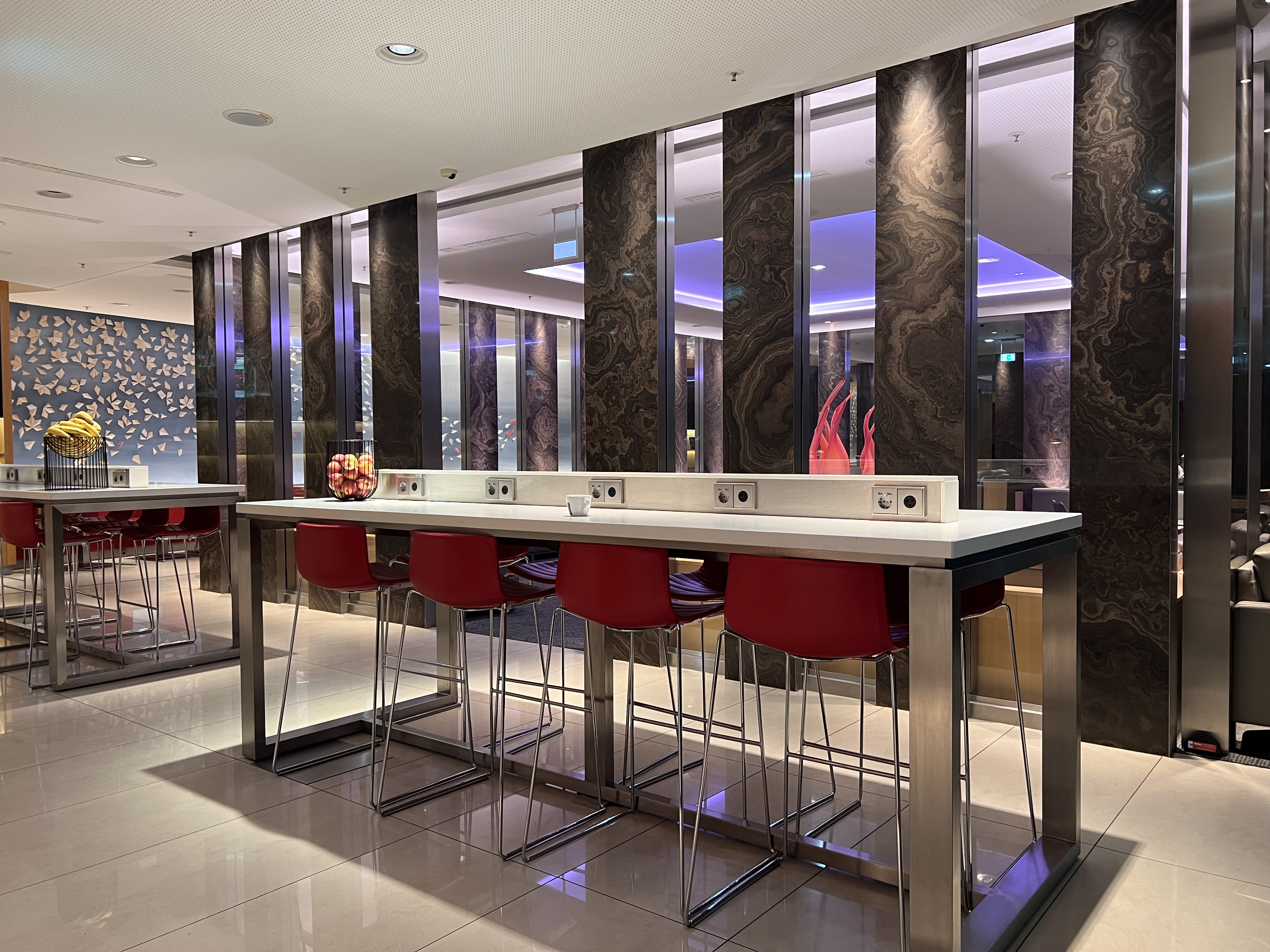 Air Canada business Maple Leaf Lounge Frankfurt high chairs Air Canada business Maple Leaf Lounge Frankfurt high chairs