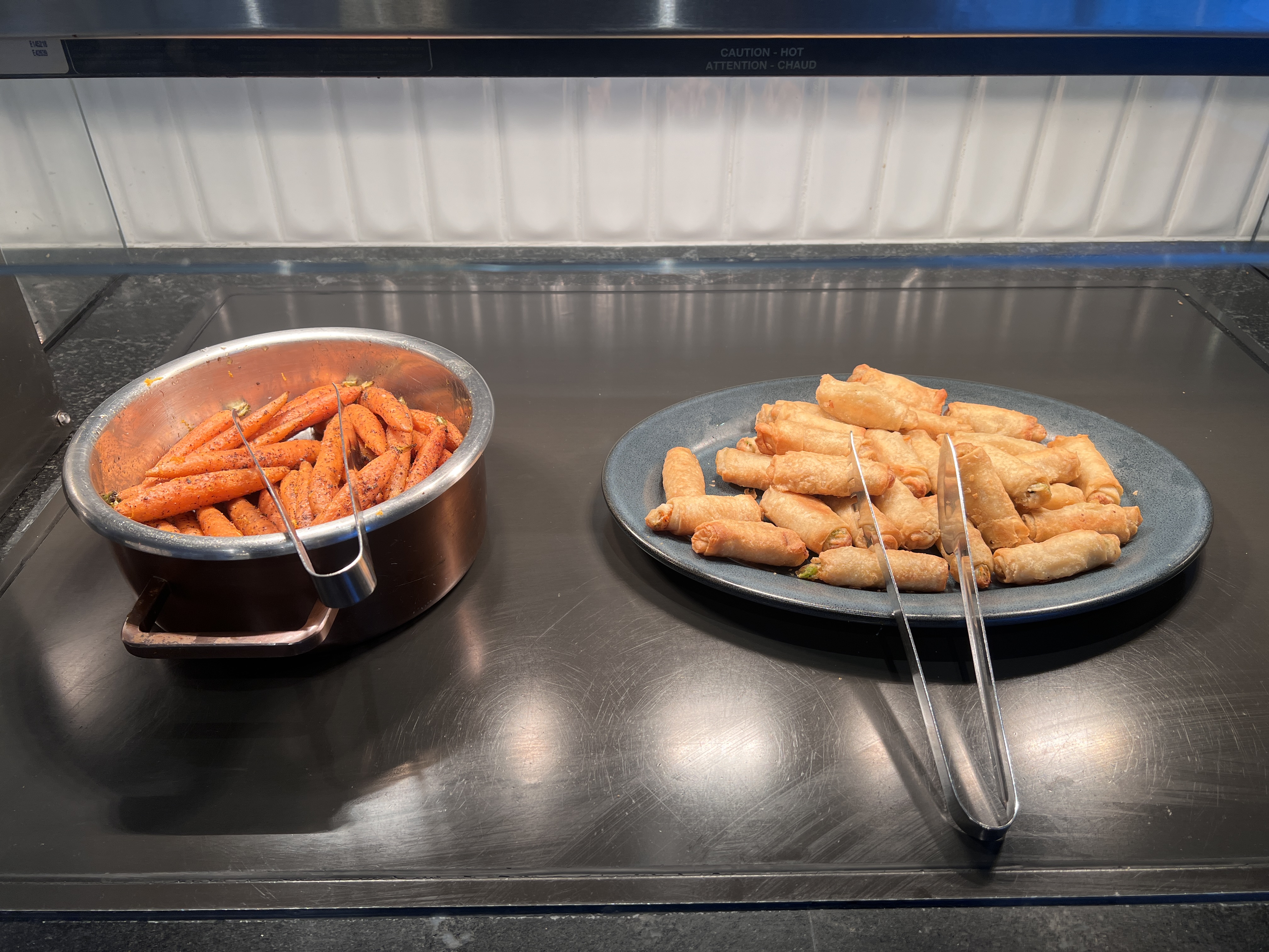 British Airways Lounge San Francisco carrots and spring rolls British Airways Lounge San Francisco carrots and spring rolls