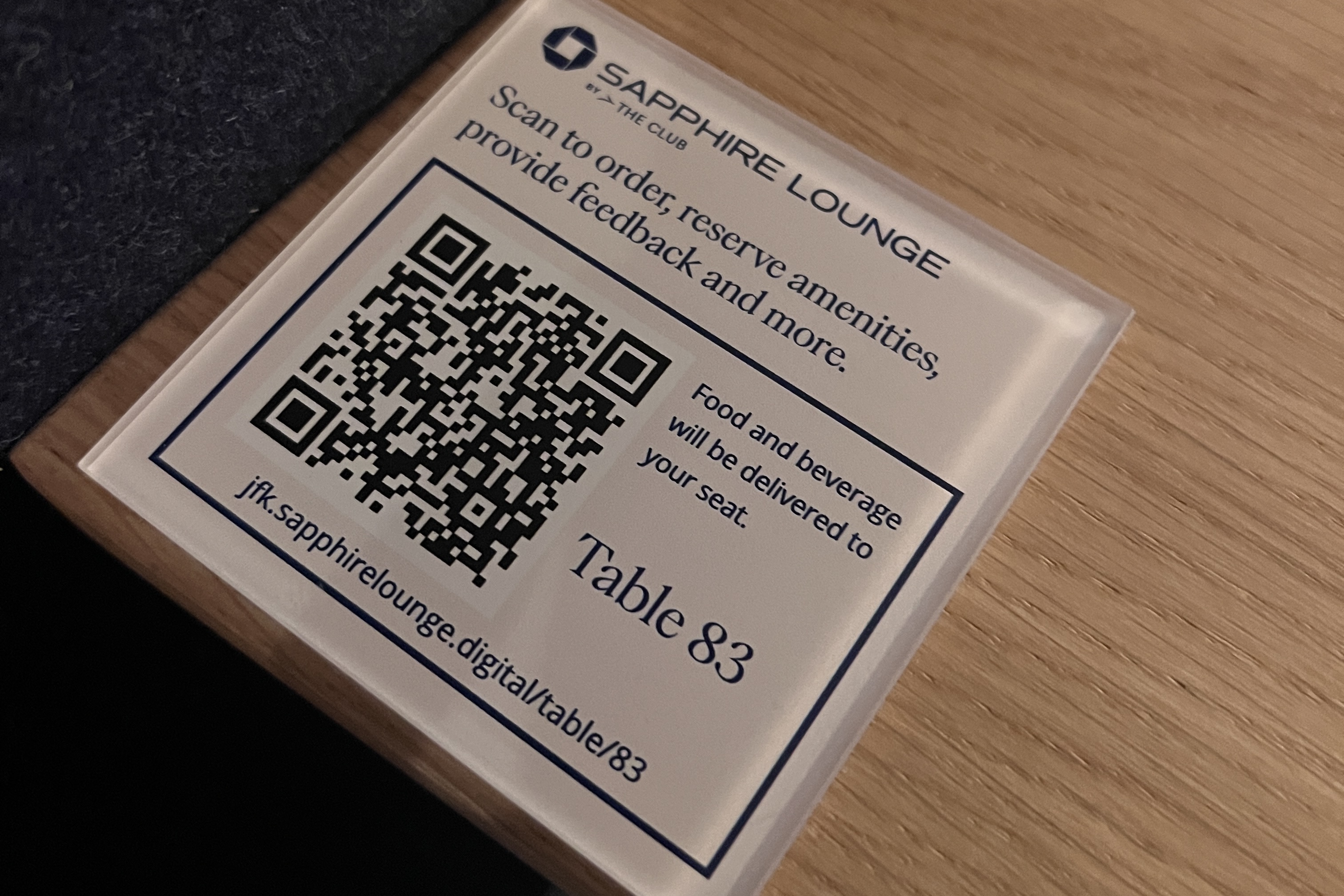 Chase Sapphire Lounge JFK QR code menu Chase Sapphire Lounge JFK QR code menu