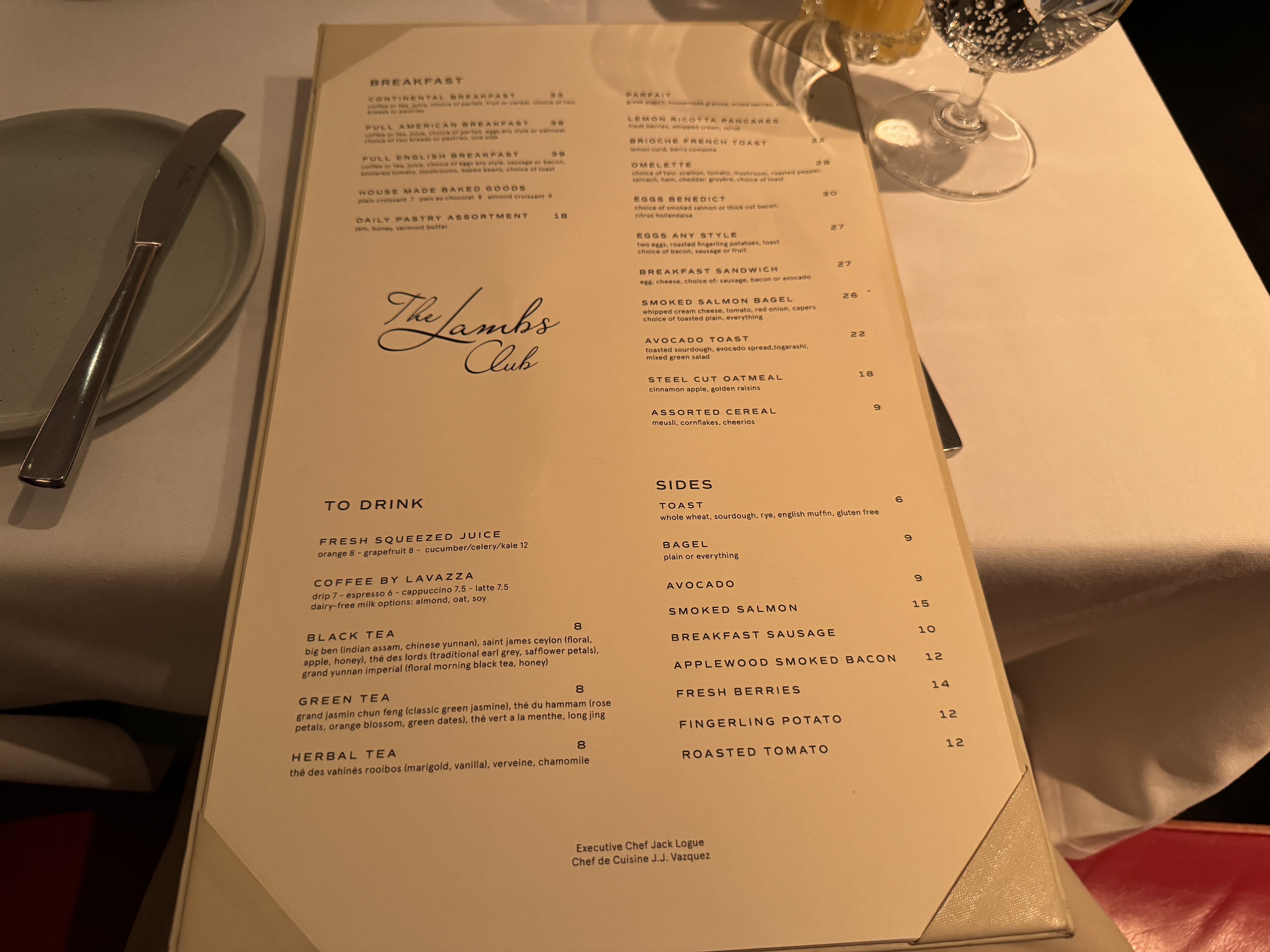 Chatwal Breakfast Menu