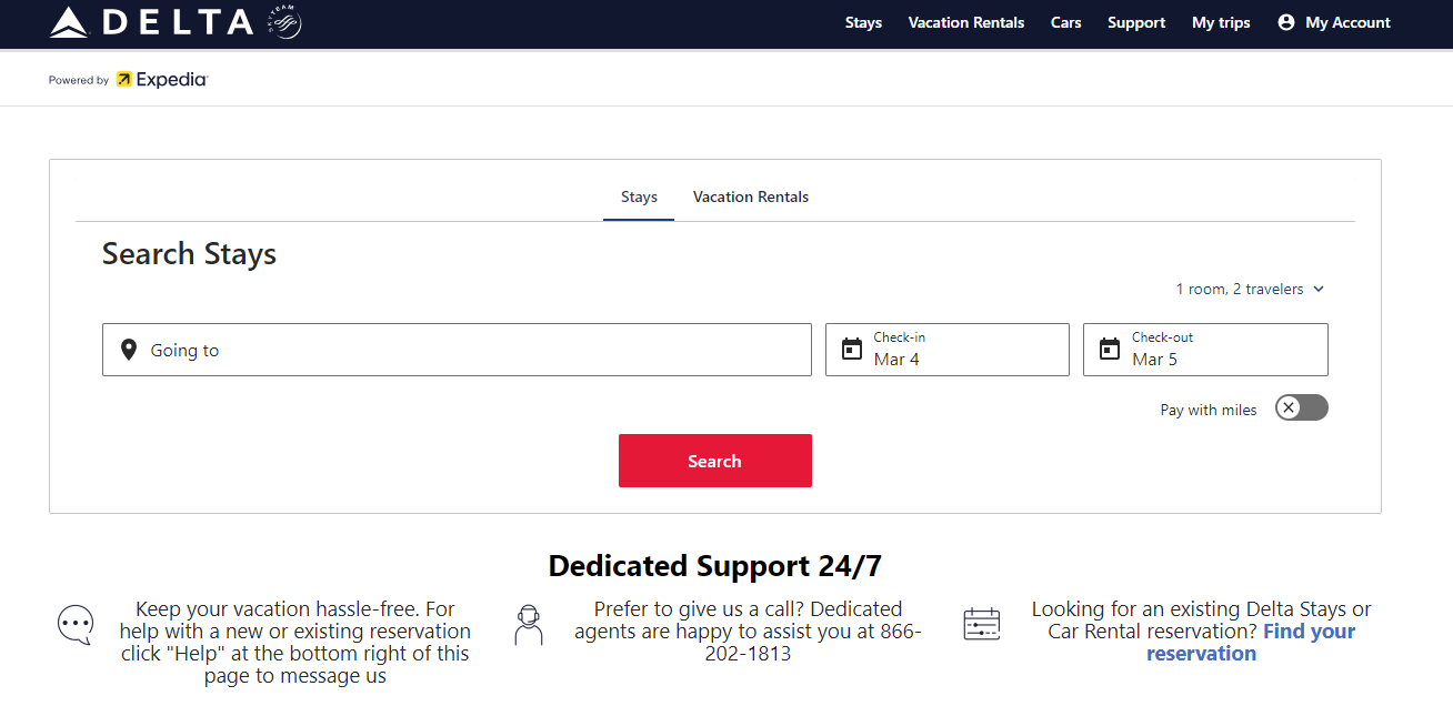 Delta Stays landing page Delta Stays landing page