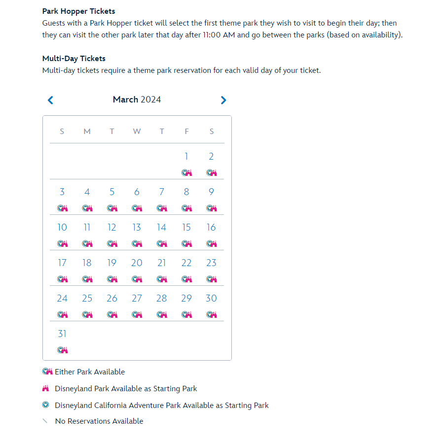 Disneyland Park Hopper availability 1