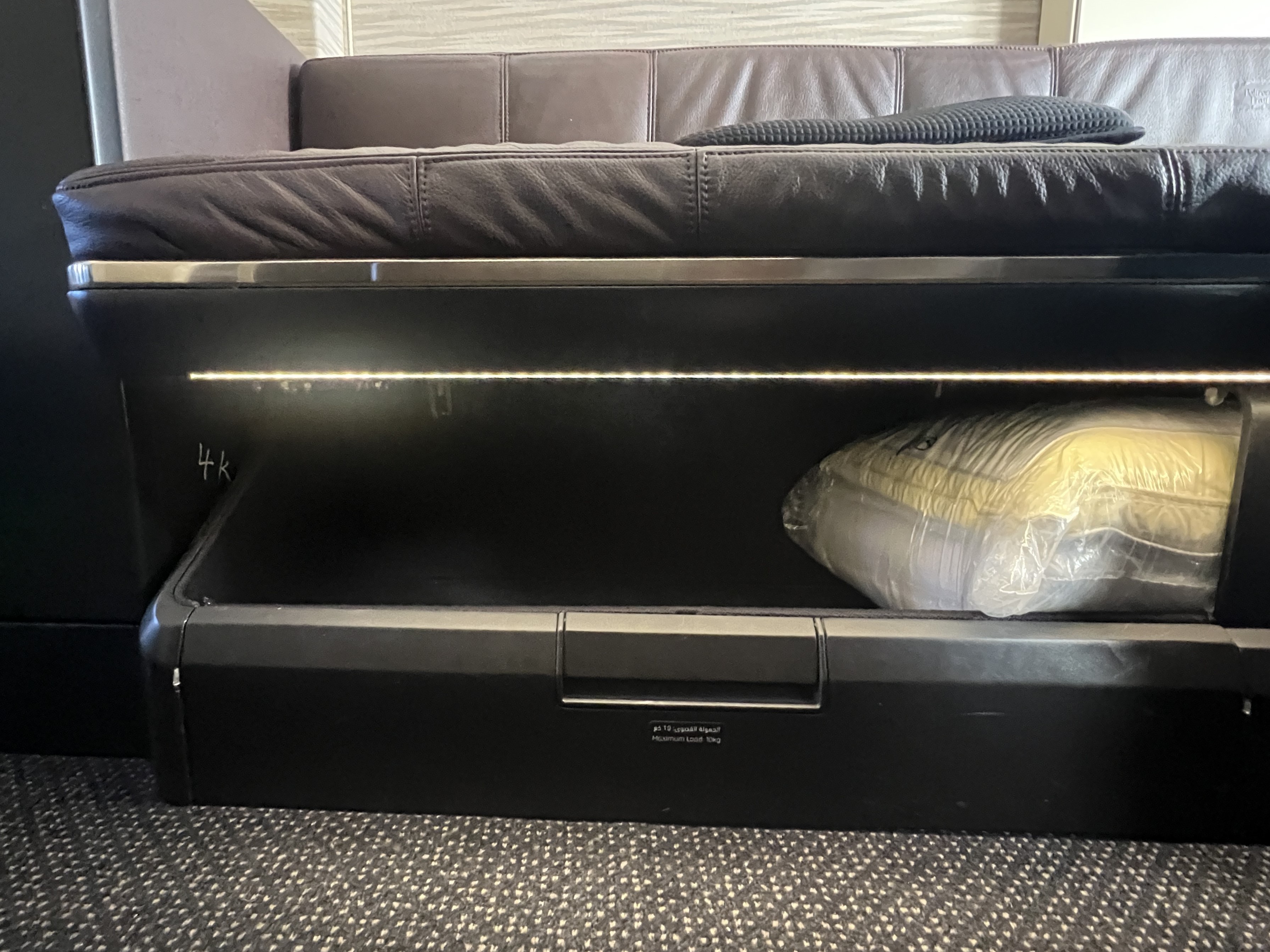 Etihad First Class Apartment storage space Etihad First Class Apartment storage space