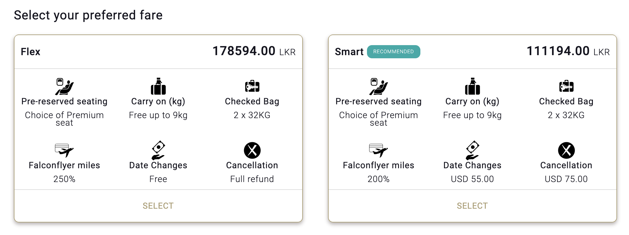 Gulf Air business class fare types