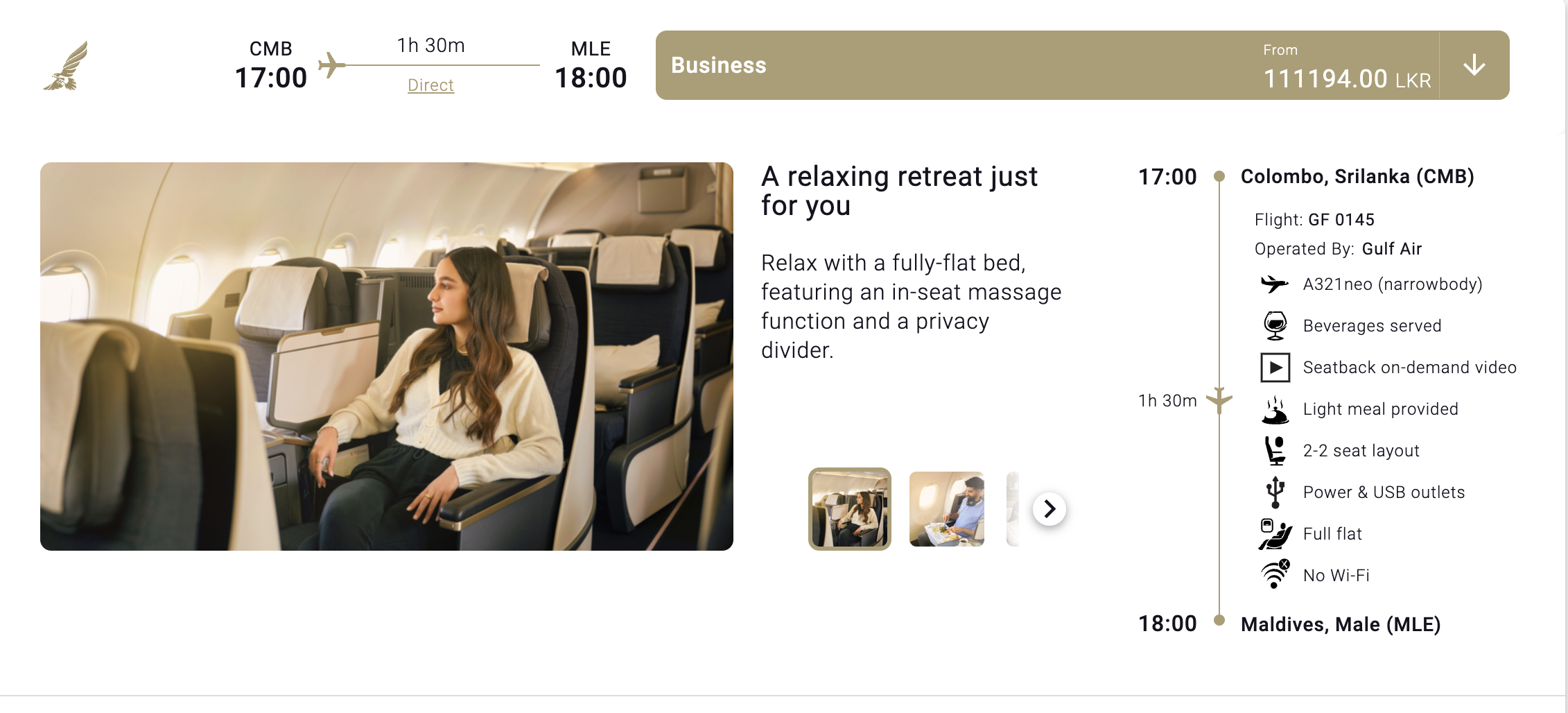 Booking Gulf Air business class