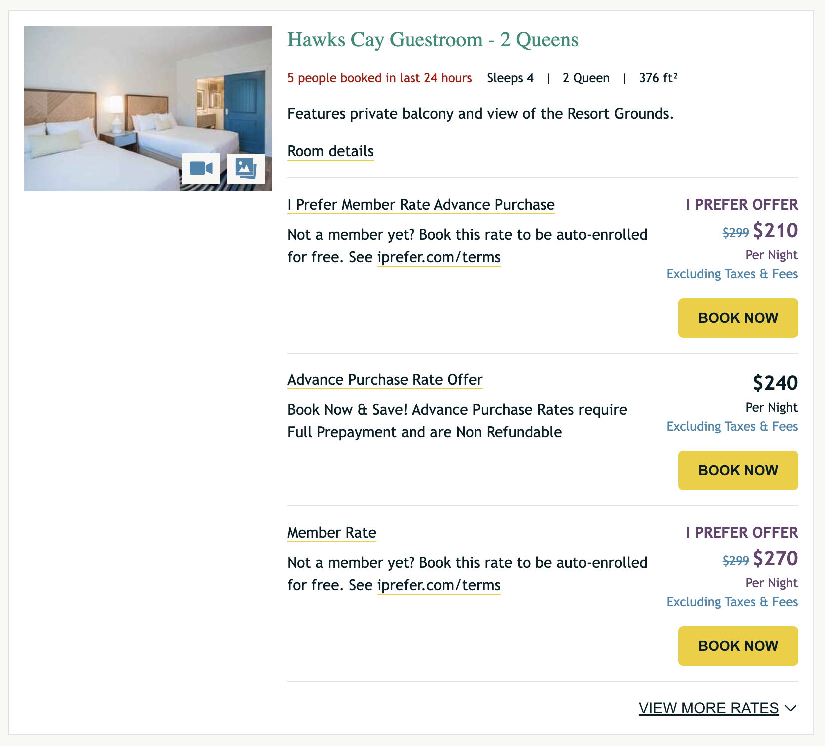Hawks Cay Resort cost per night