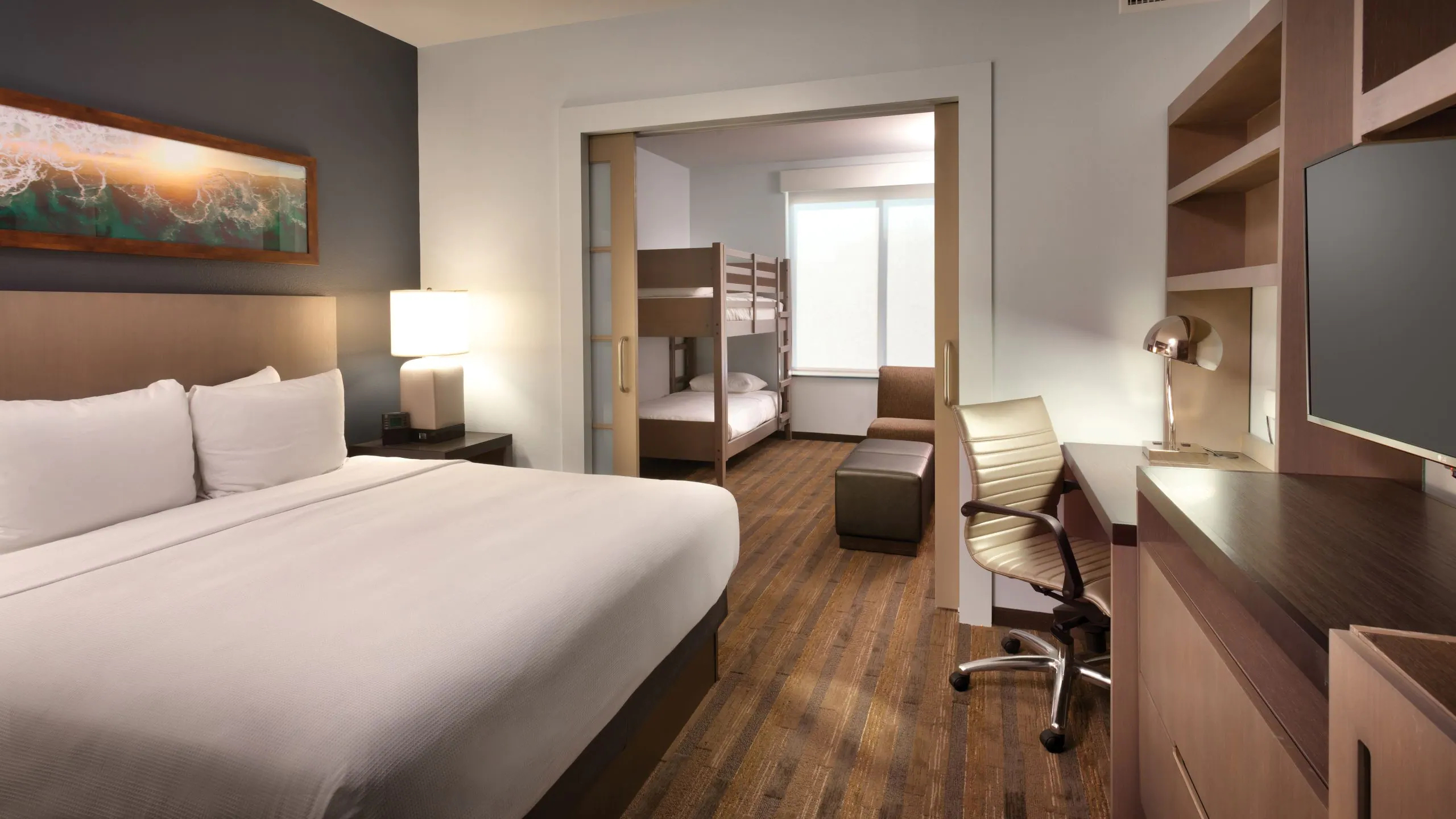 Hyatt House at Anaheim Resorts room with bunk beds Hyatt House at Anaheim Resorts room with bunk beds