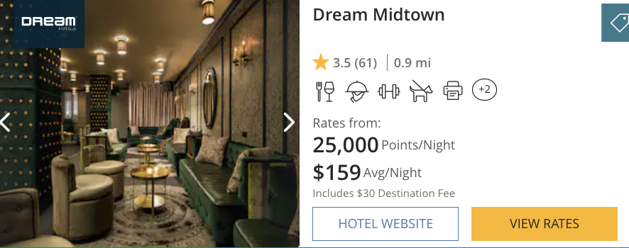 Hyatt Dream Midtown cash vs points Hyatt Dream Midtown cash vs points