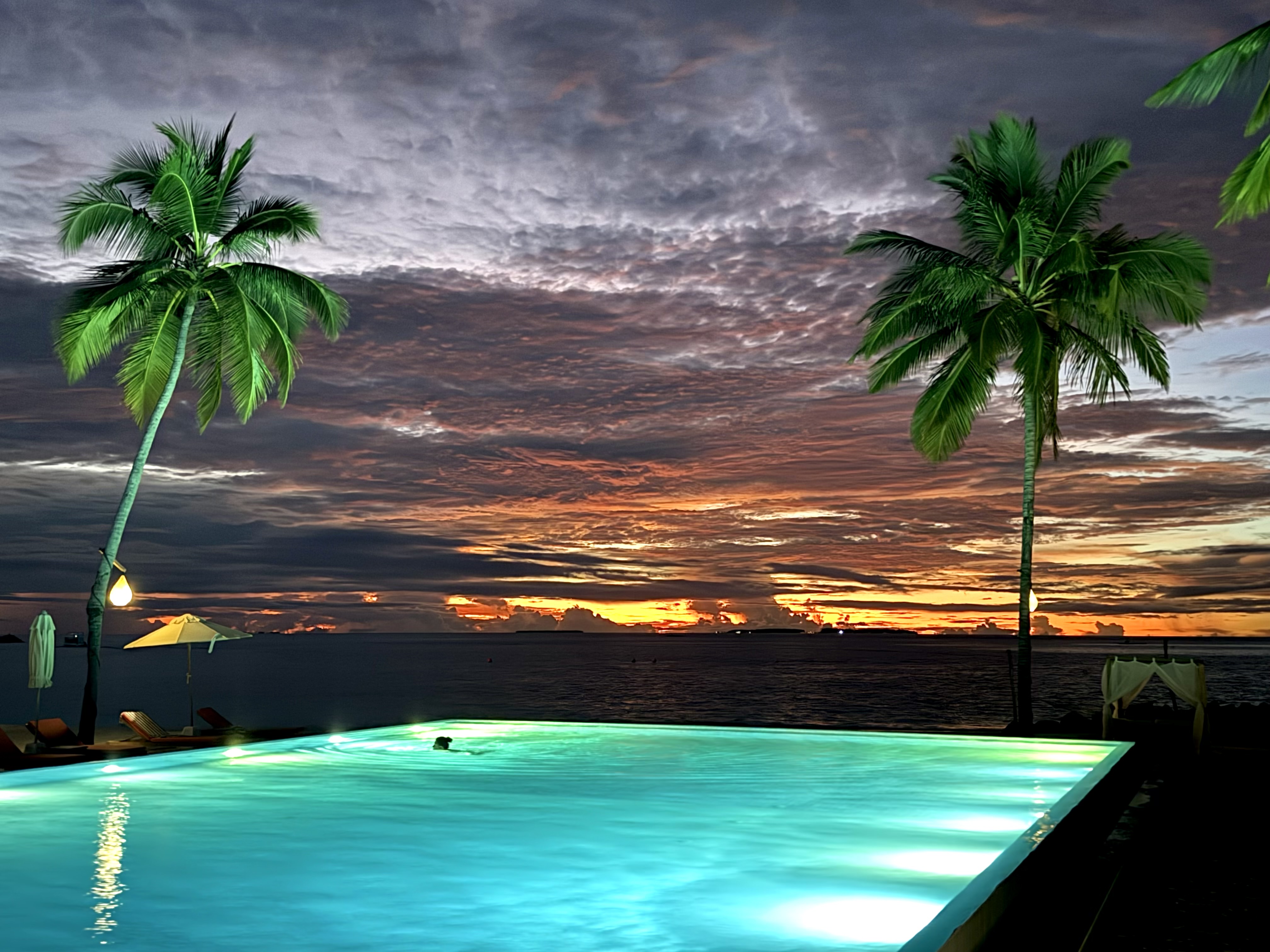 Iru Veli island pool sunset 