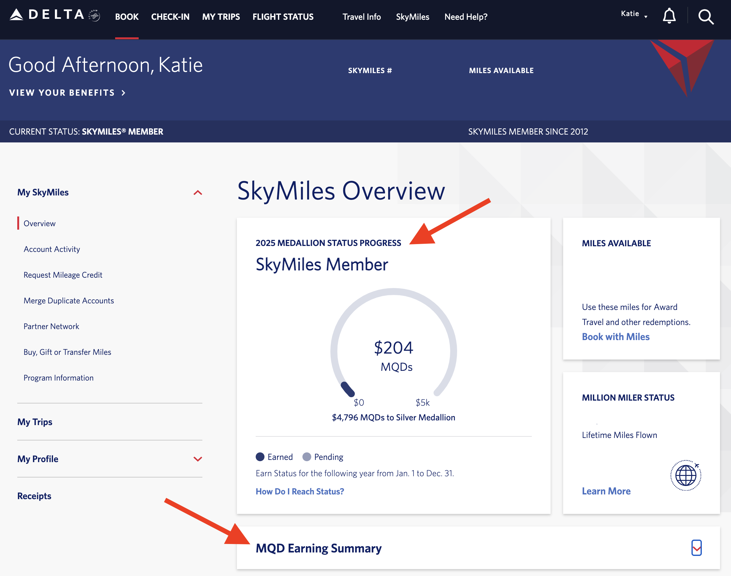 Keeping track of SkyMiles online Keeping track of Delta Medallion status