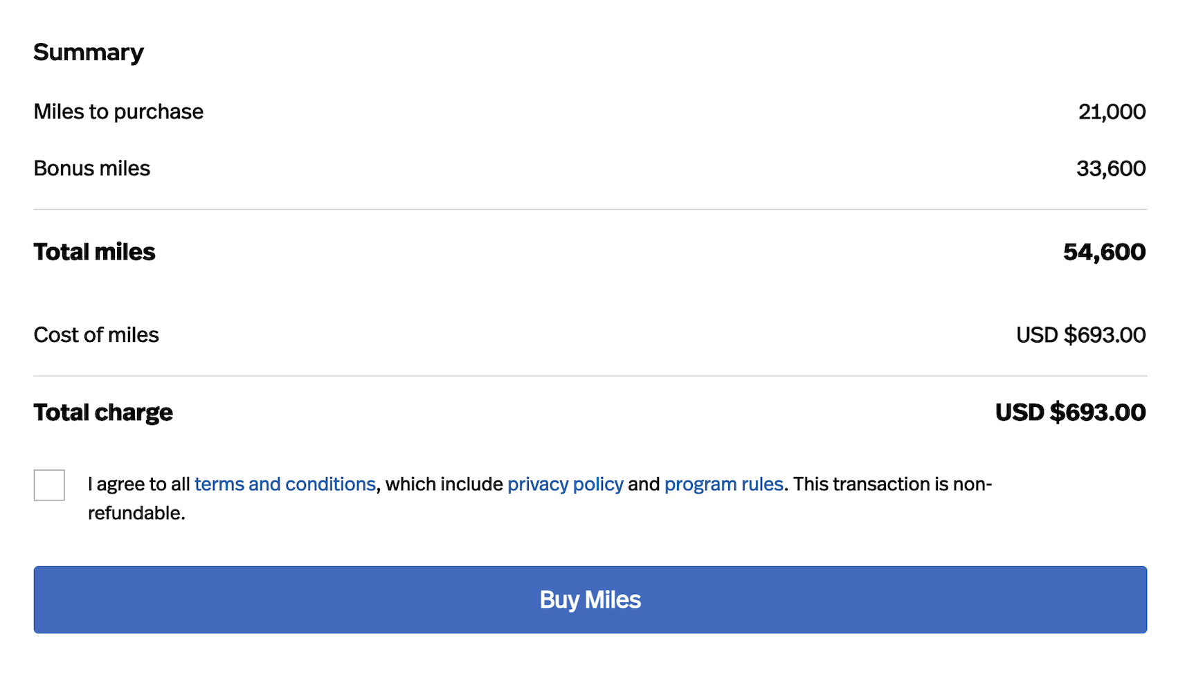 Lifemiles purchase Feb 2024 