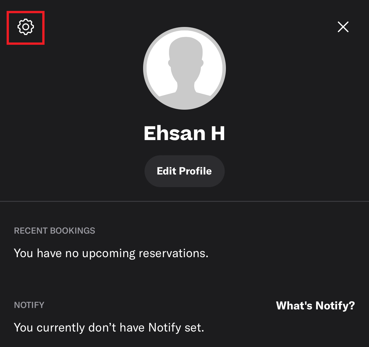 Resy mobile app profile Resy mobile app profile