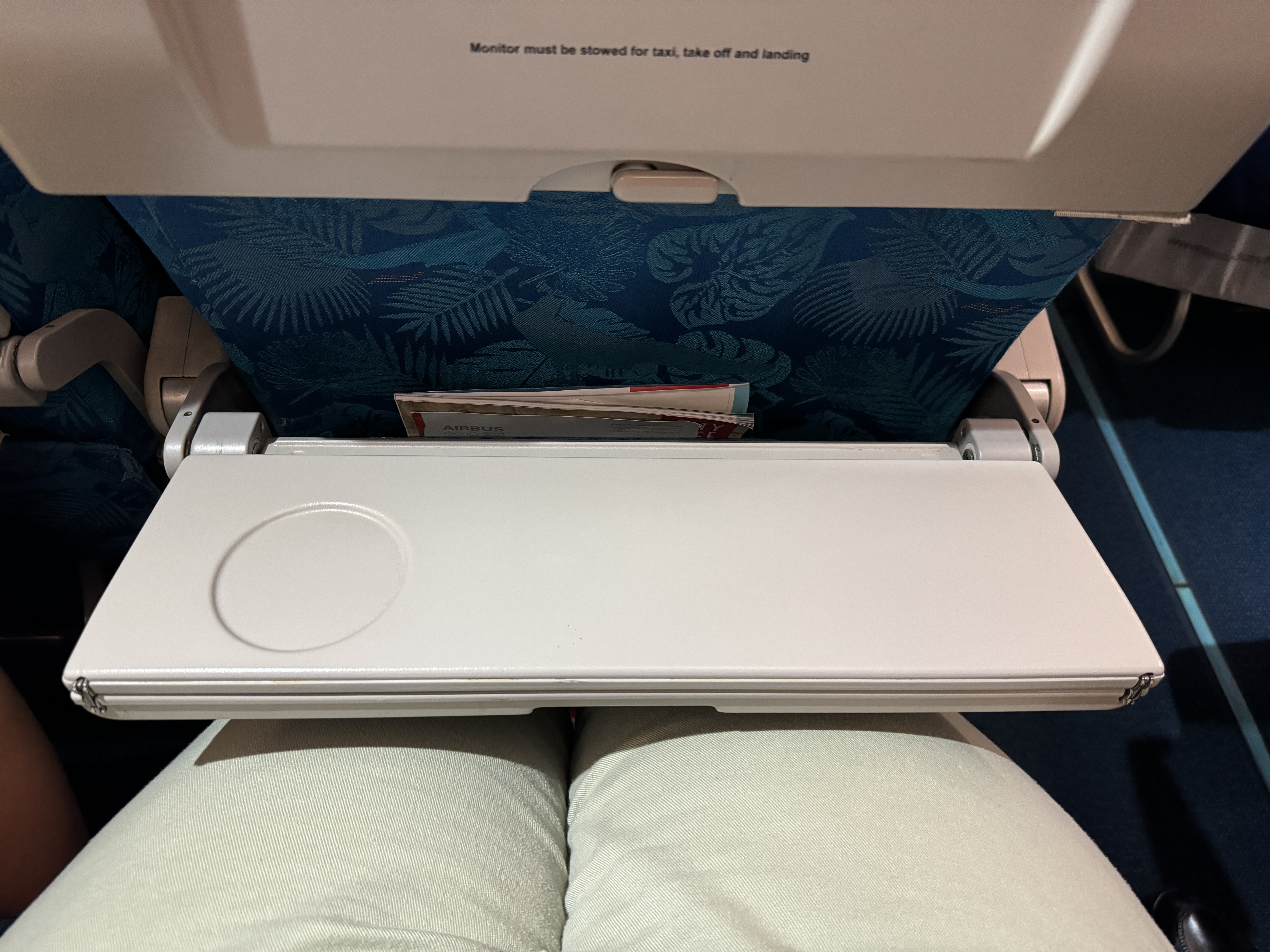 SriLankan DOH CMB A330 300 economy tray table half