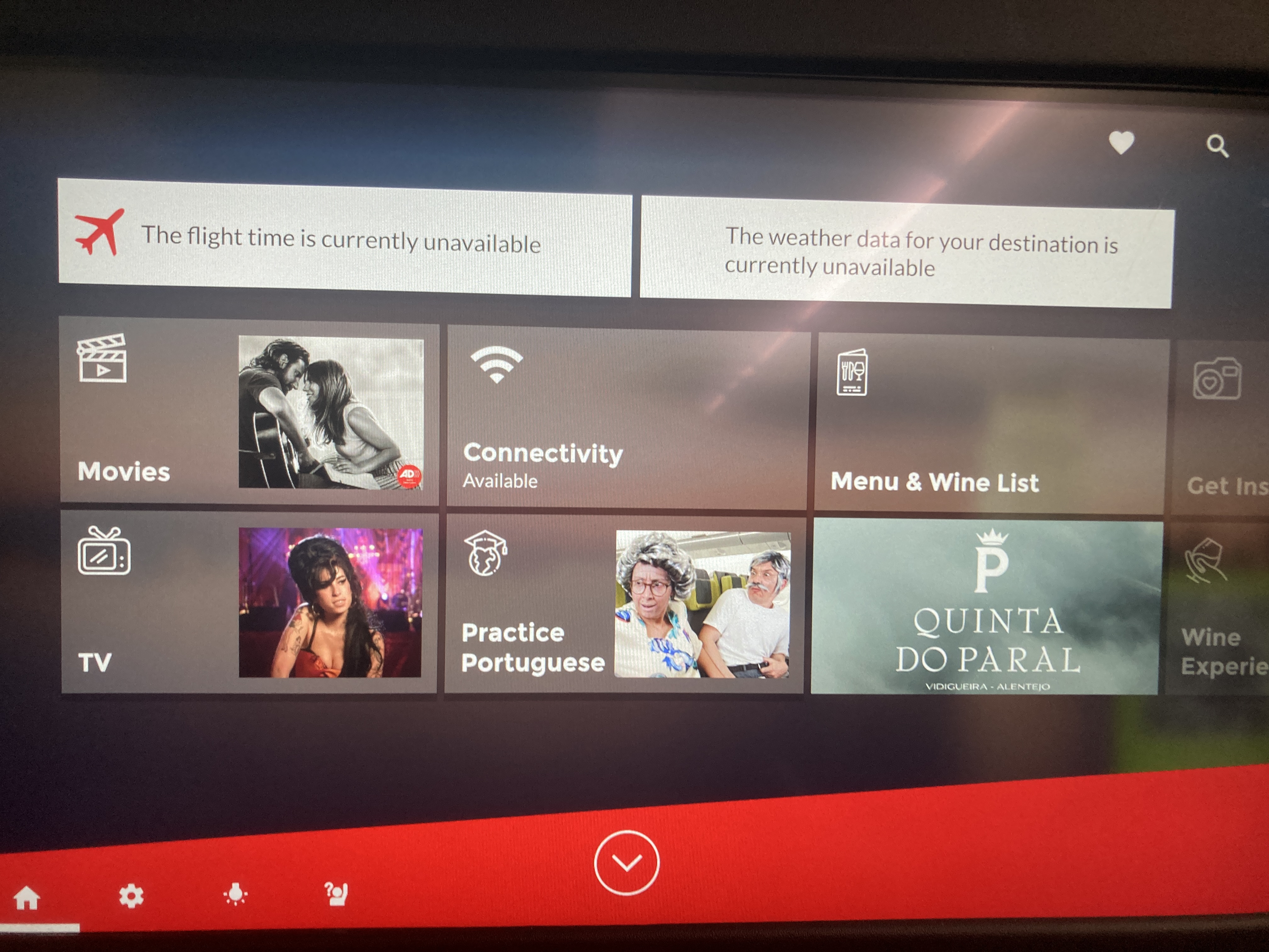 TAP Air Portugal A321LR neo business class EWR LIS entertainment system menu TAP Air Portugal A321LR neo business class EWR LIS entertainment system menu