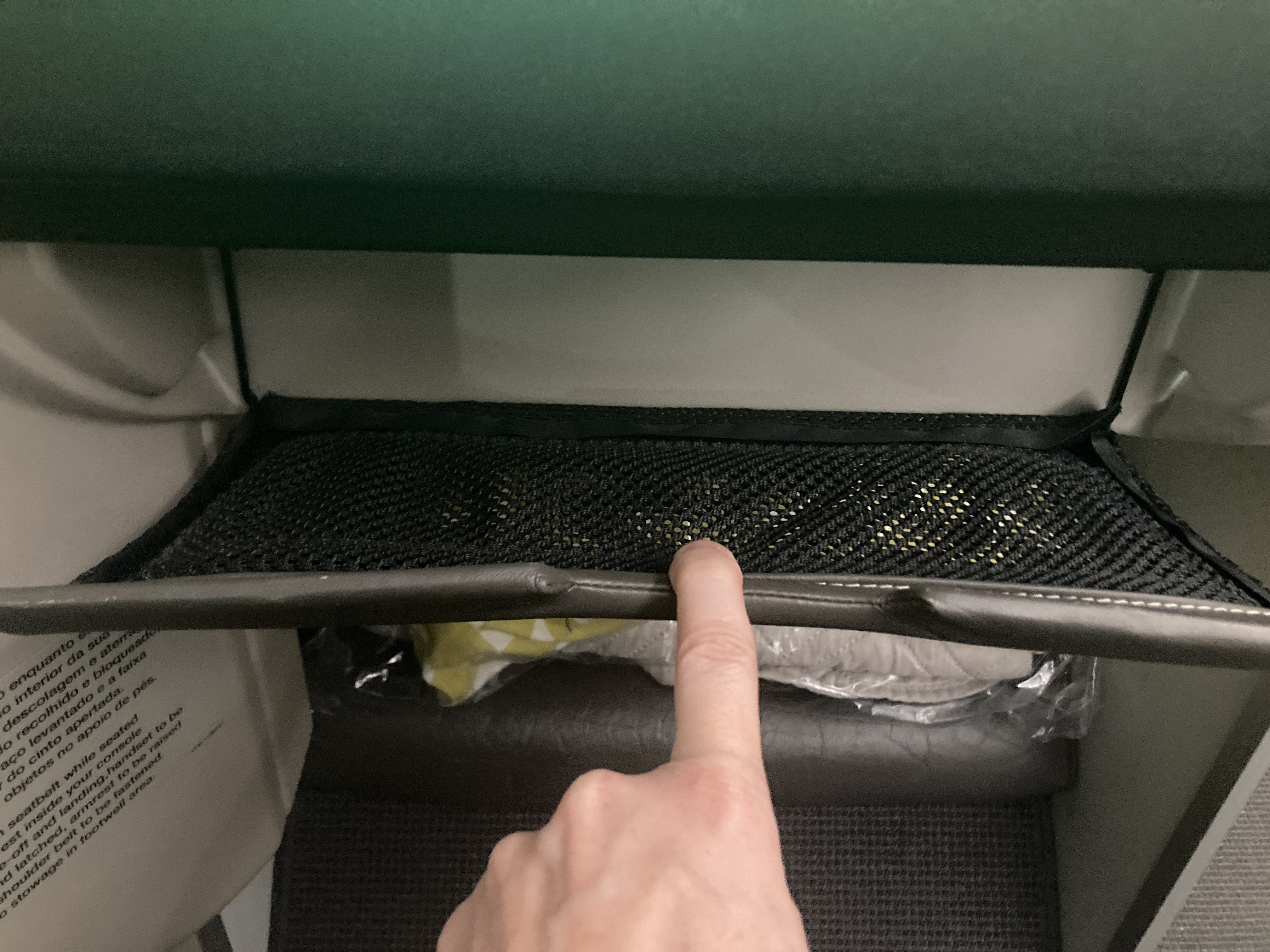 TAP Air Portugal A321LR neo business class EWR LIS storage pocket TAP Air Portugal A321LR neo business class EWR LIS storage pocket