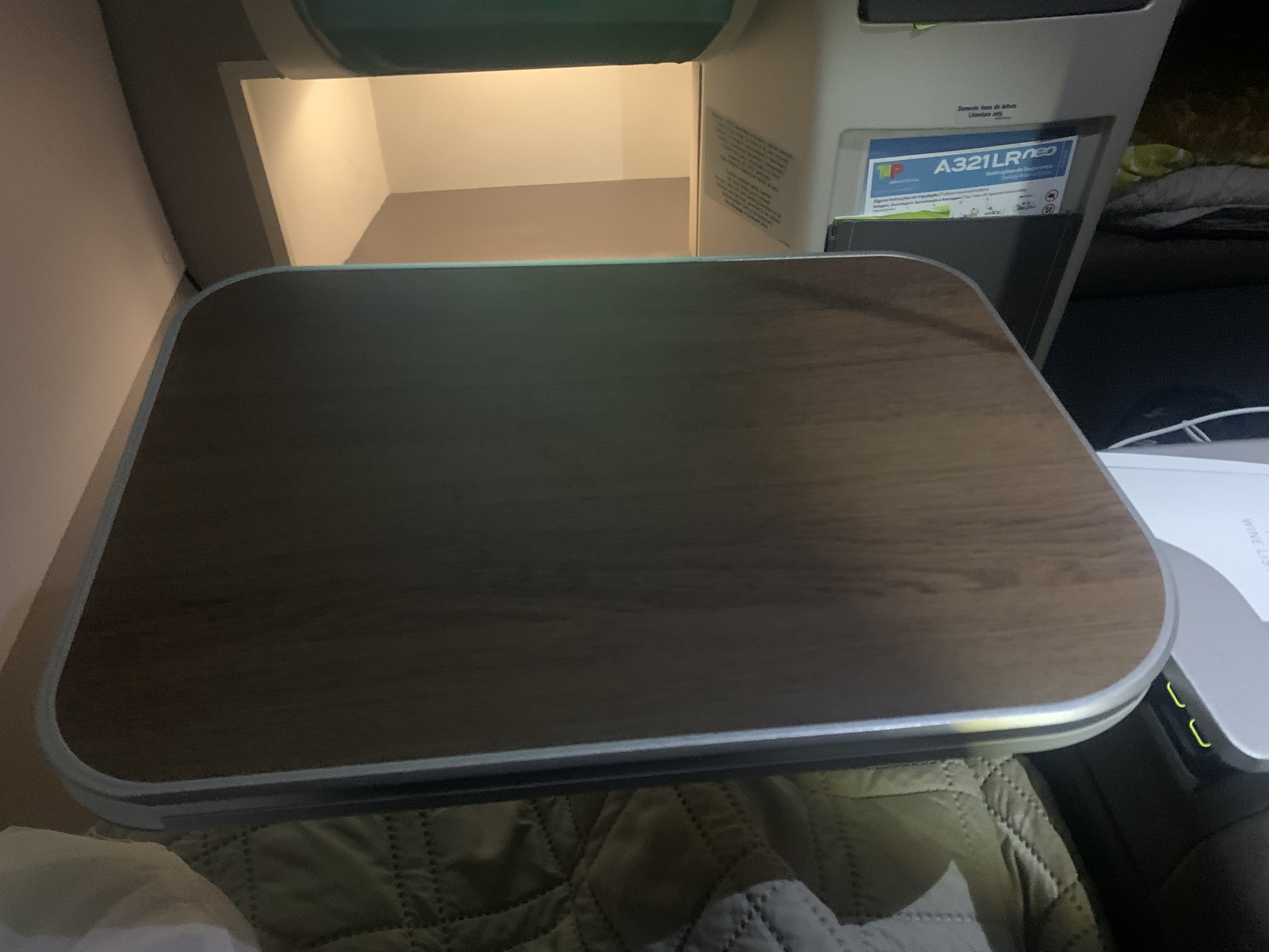 TAP Air Portugal A321LR neo business class EWR LIS tray table TAP Air Portugal A321LR neo business class EWR LIS tray table