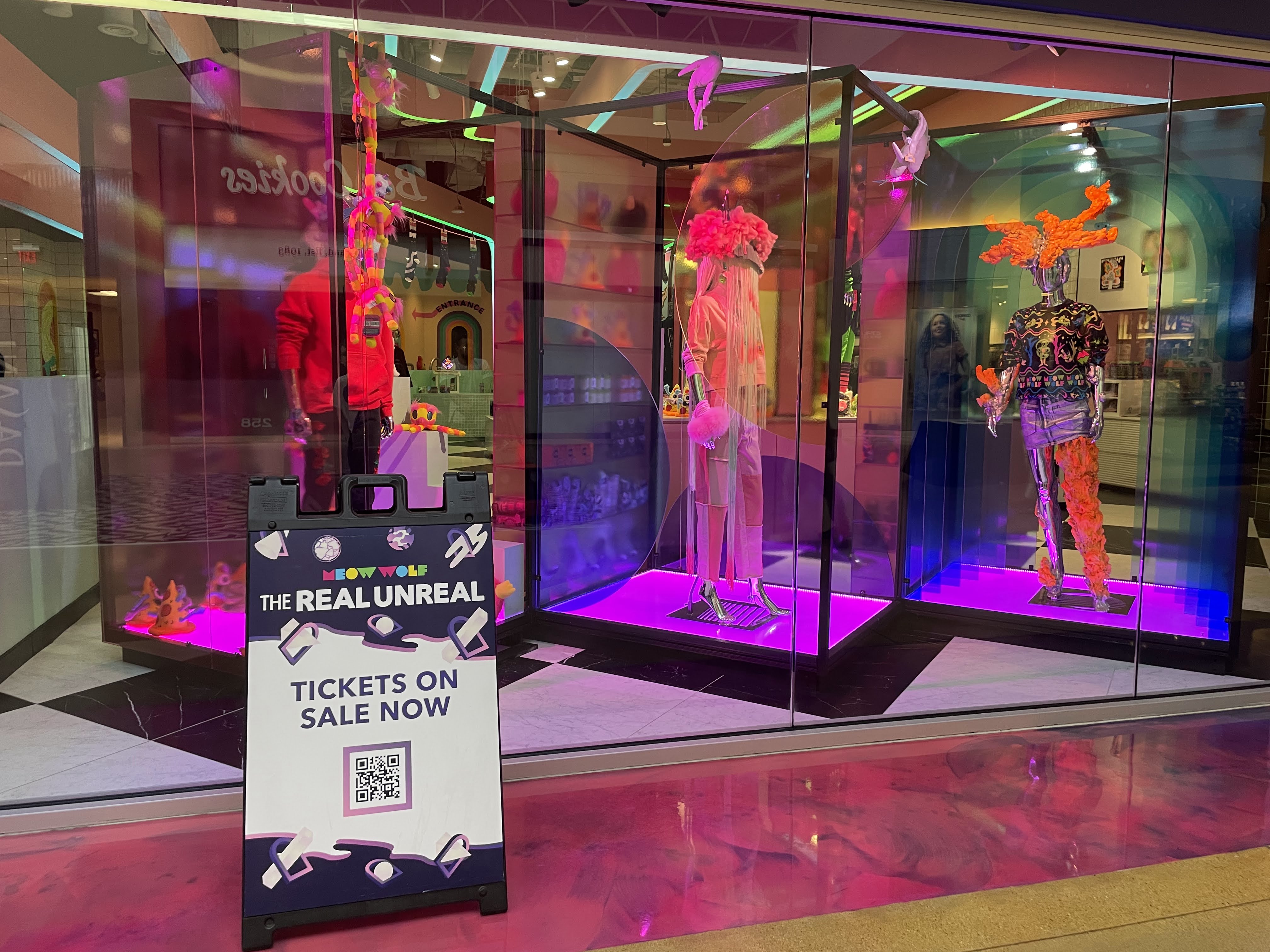 Tickets at the mall entrance at Meow Wolf Grapevine The Real Unreal