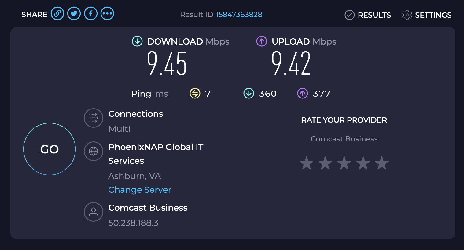 Wi Fi speed test at Thompson Washington DC