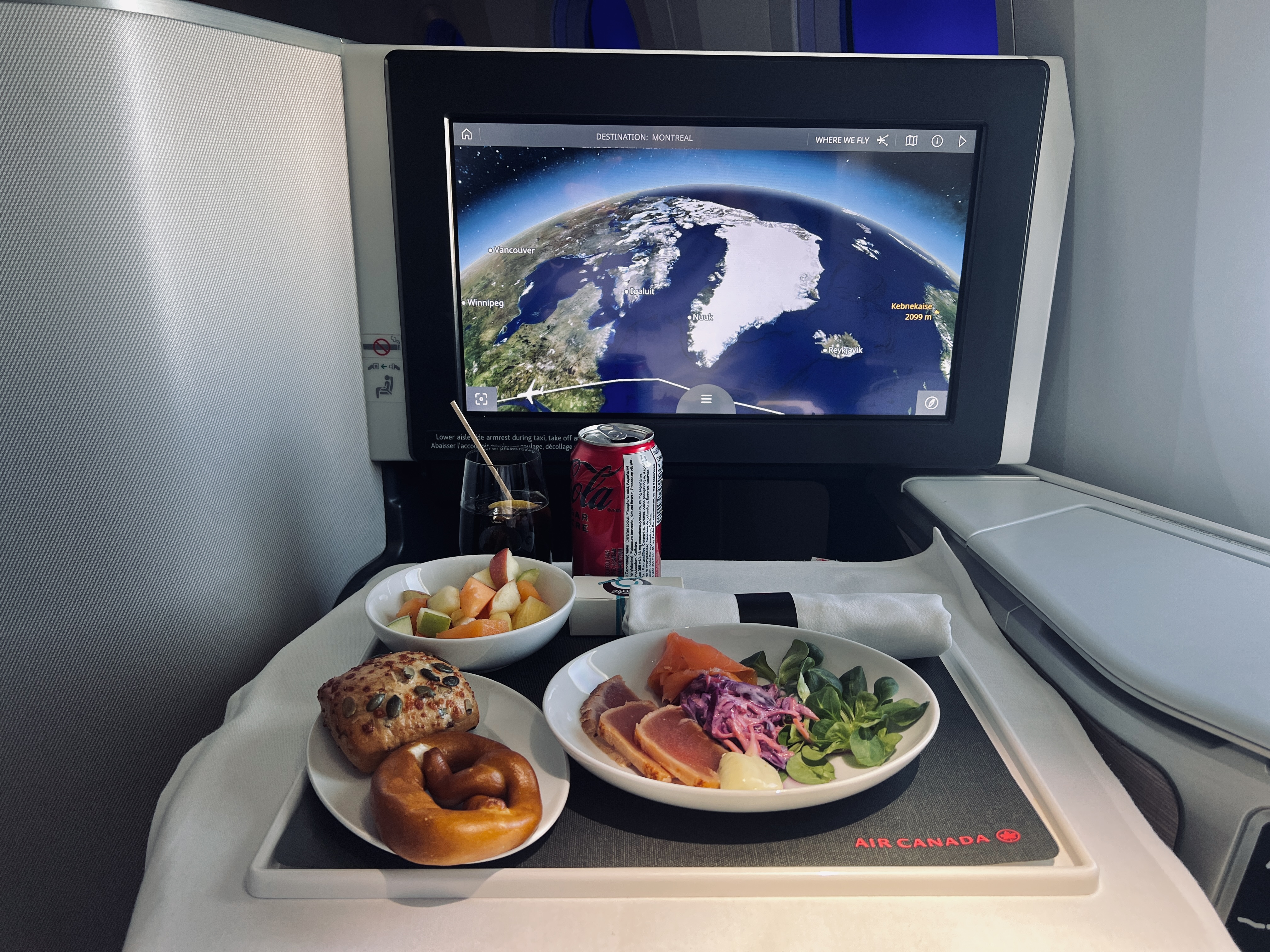 Air Canada business class light meal tuna and smoked salmon Air Canada business class light meal tuna and smoked salmon