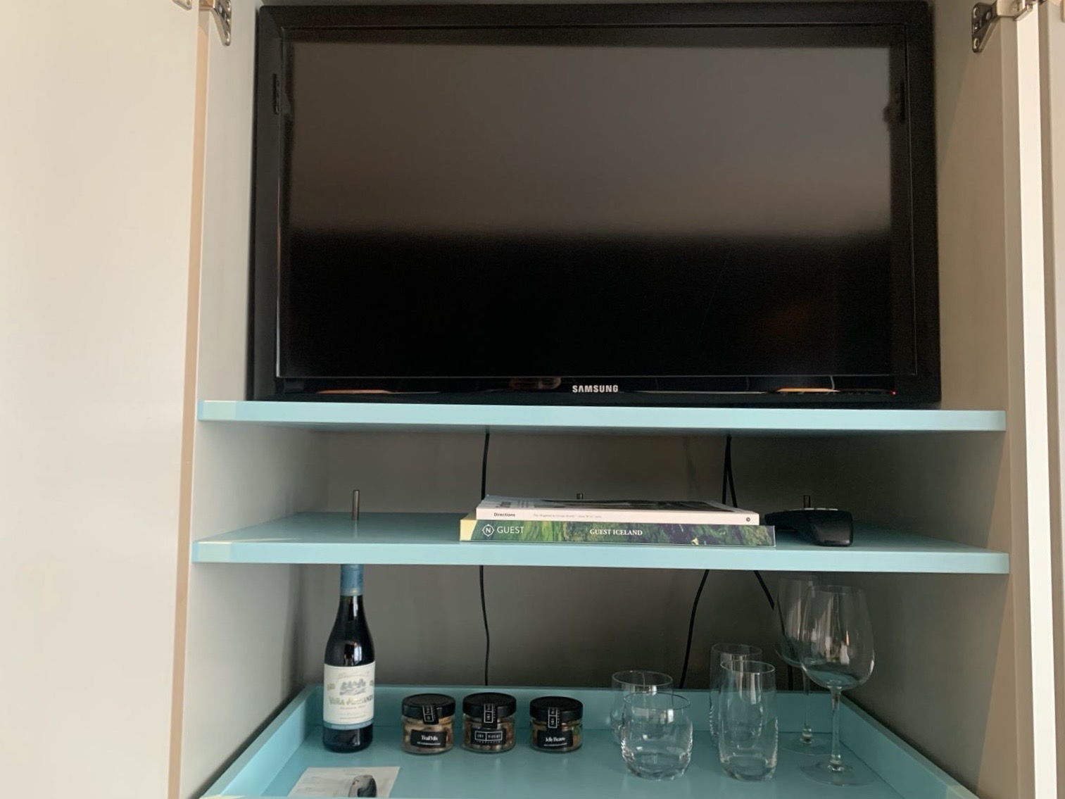 101 Hotel Reykjavik TV above minibar