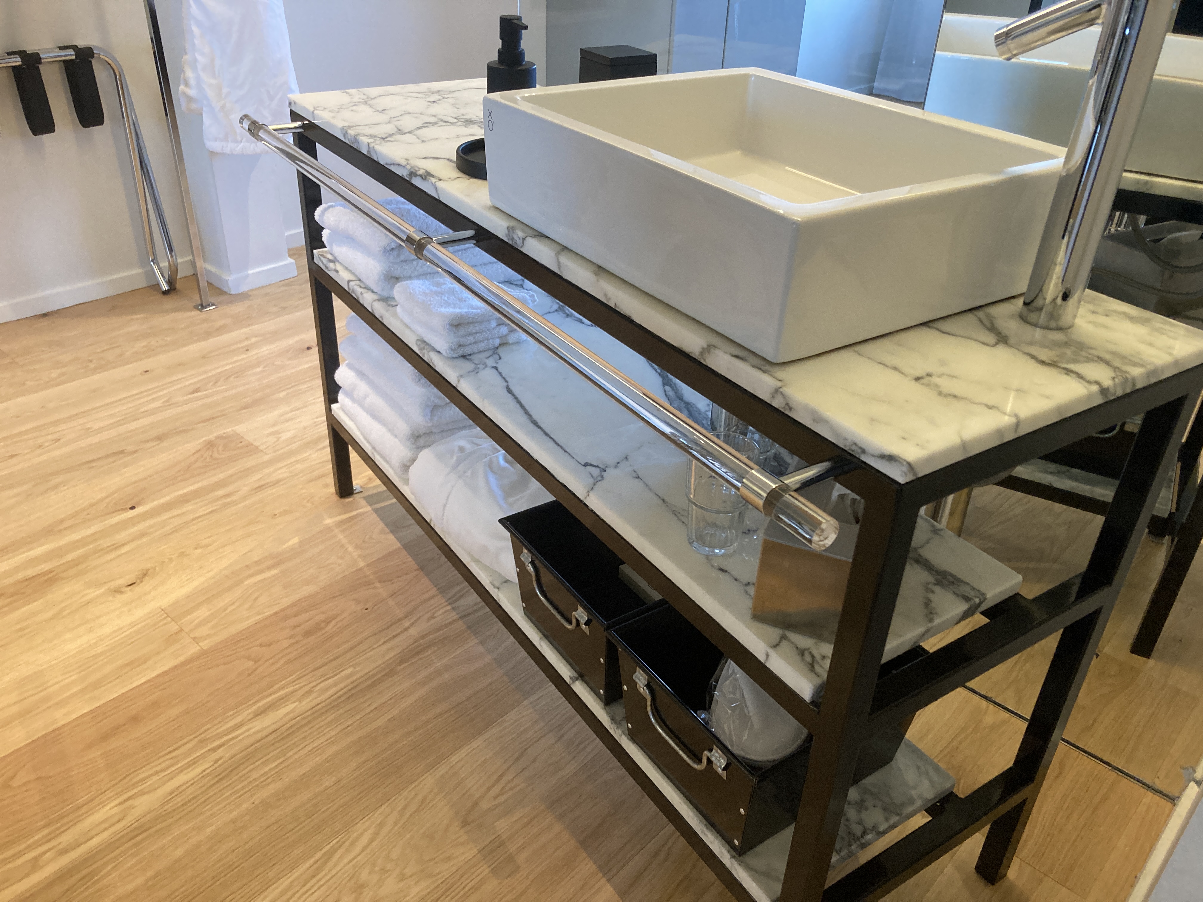 101 Hotel Reykjavik bathroom sink stand at angle
