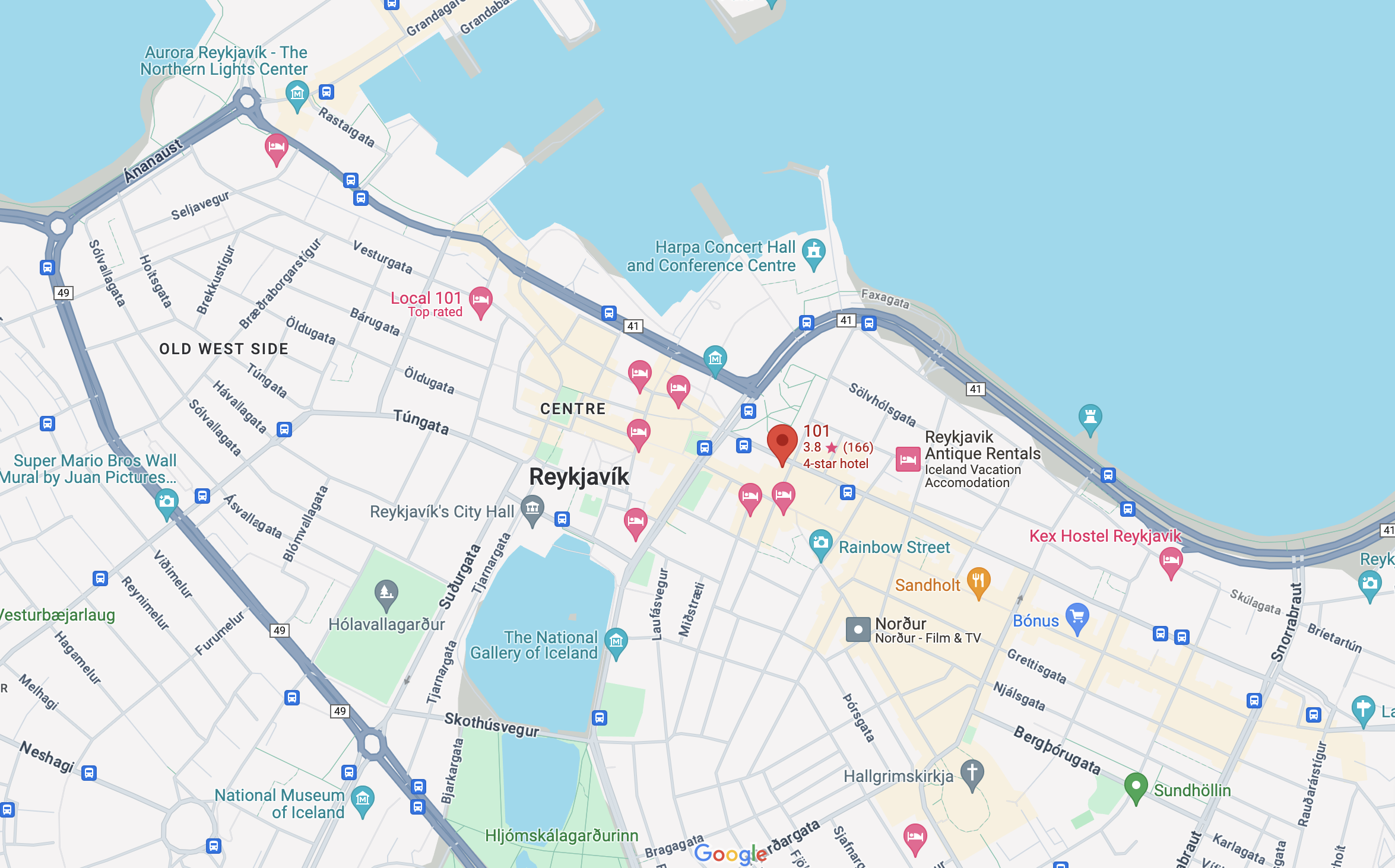 101 Hotel Reykjavik location