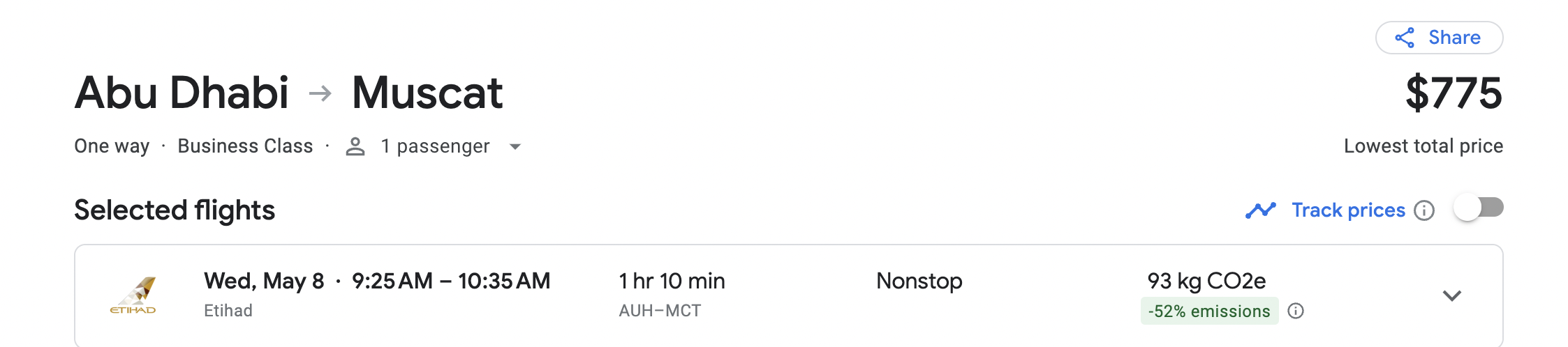 AUH MCT Cash cost