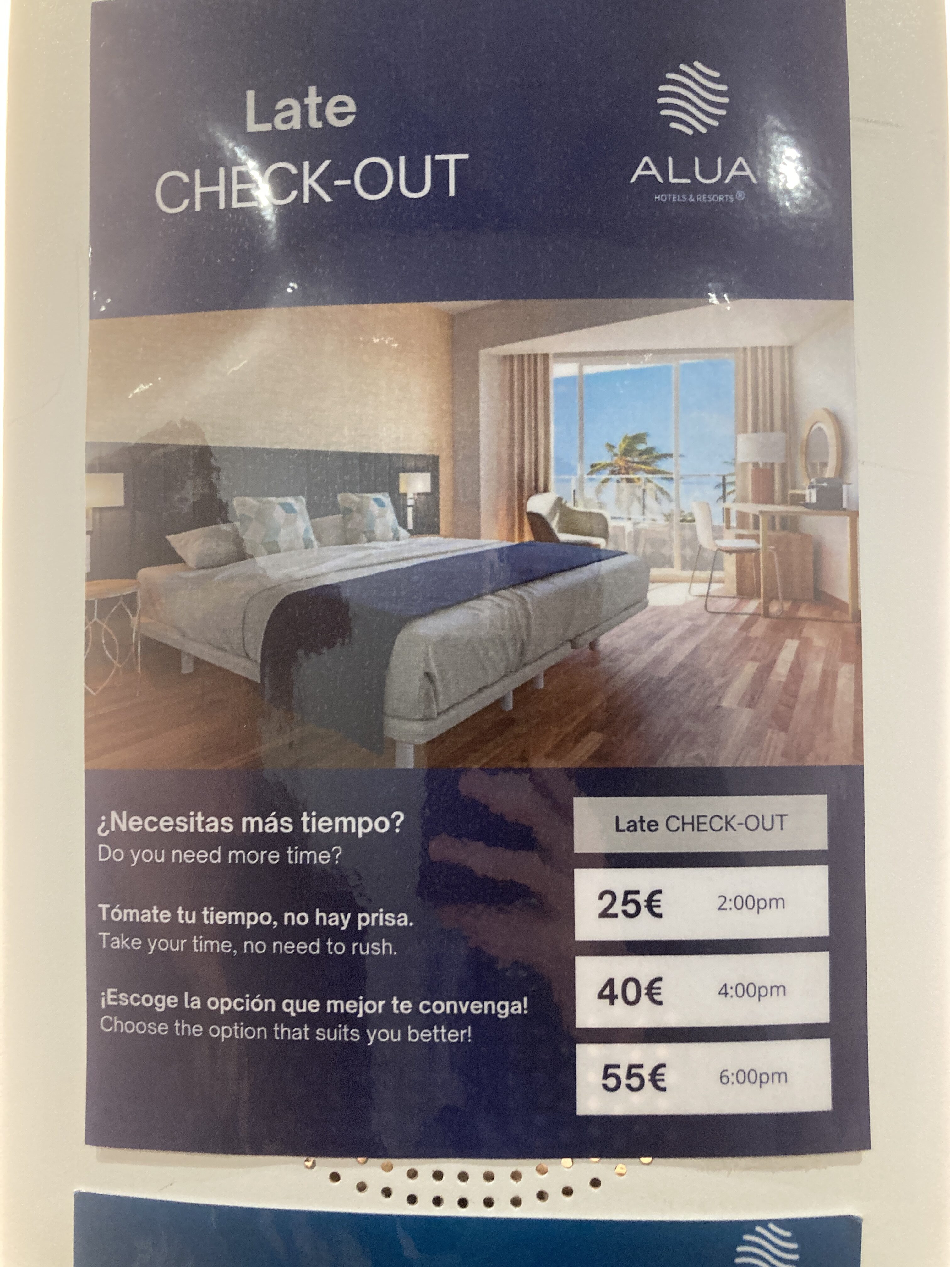AluaSoul Costa Malaga elevator late checkout cost
